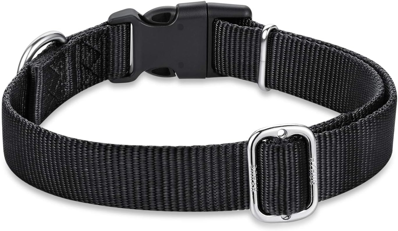Hyhug Puppy Collar with Quick Release Buckle, Nylon Adjustable Durable Cute Dog Collar for Small Dogs, Male and Female(Small, Black)