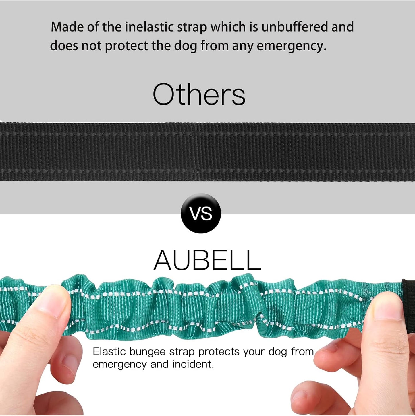 AUBELL Dog Seat Belt for Car,Updated 3-in-1 Adjustable Reflective Bungee Heavy Duty Dog Car Harness Tether with Clip Hook Latch & Buckle,Swivel Zinc Alloy Carabiner,Teal