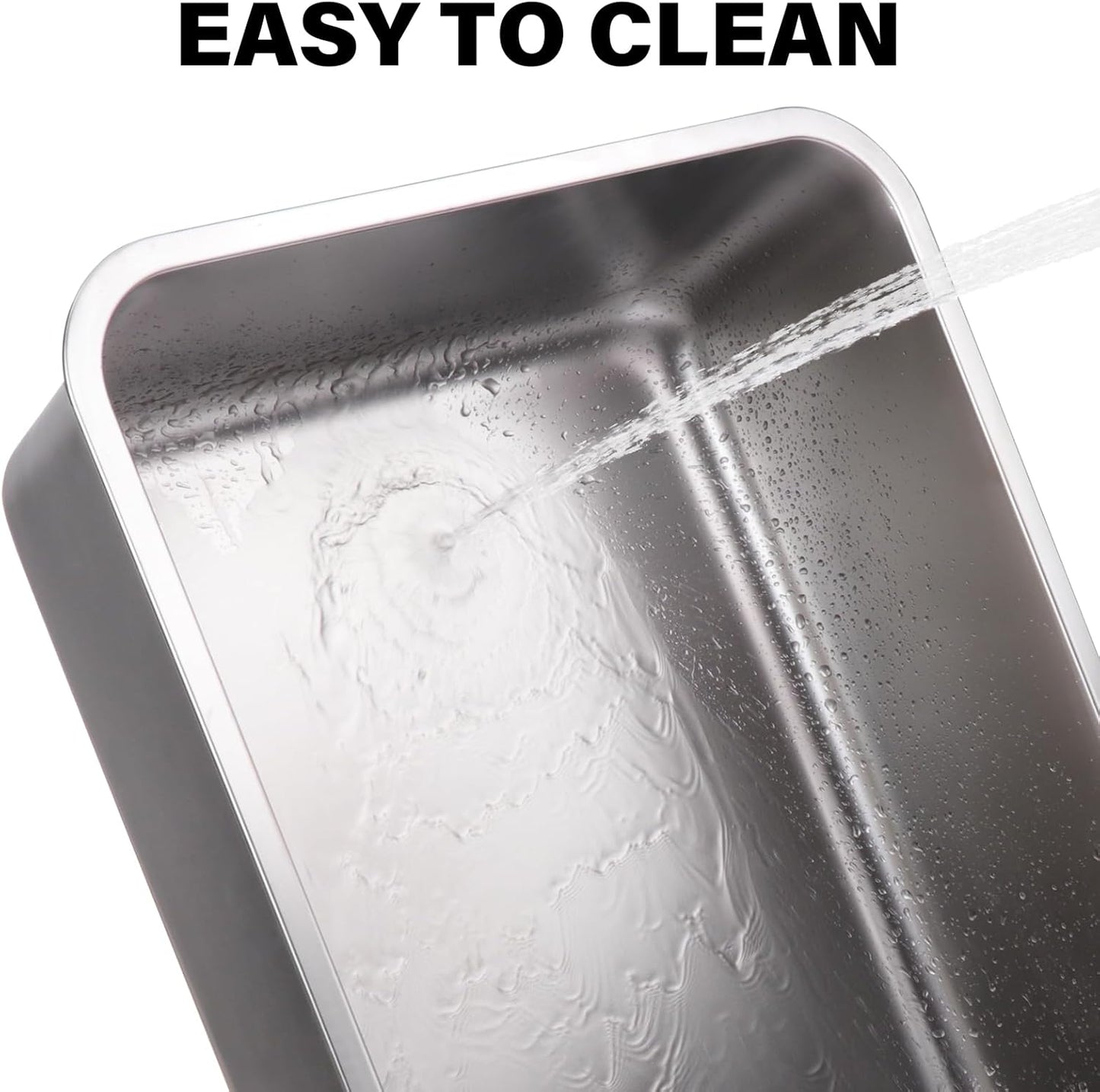 Stainless Steel Litter Box -Metal Litter Box for Big Cats,Large Stainless Steel Cat Box Easy to Clean, Cat LitterBox Pet Toilet-High Sided for Kitten,Kitty,Rabbits,Non Stick, No Smell