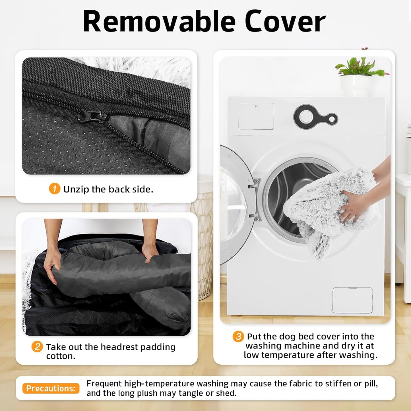 Calming Dog Bed Fluffy Plush Dog Mat for Furniture Protector with Removable Washable Cover for Large Medium Small Dogs and Cats (Medium, Light Grey)