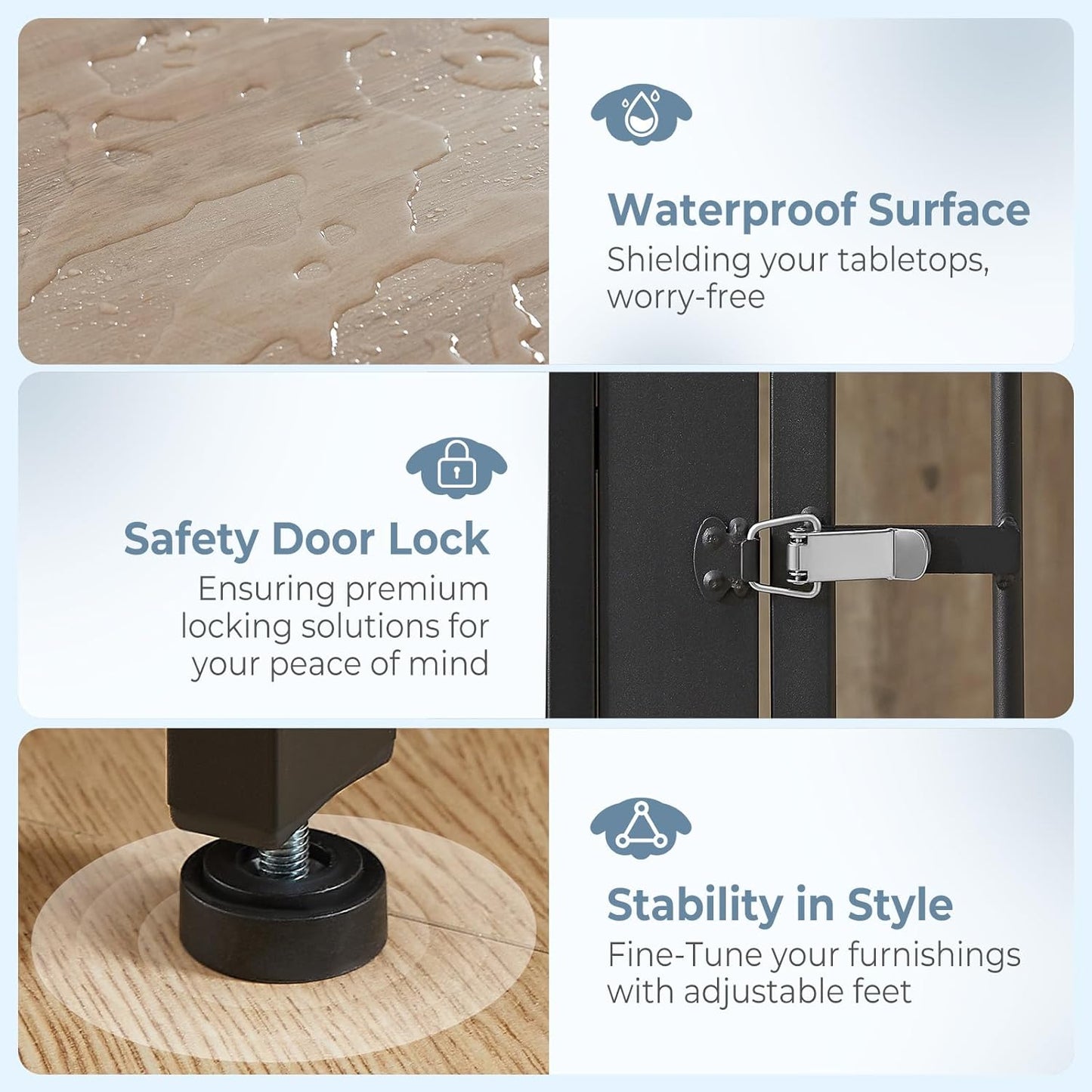 Lyromix 43'' Dog Crate Furniture with 3 Doors, XL Wooden Crate End Table, Heavy Duty Indoor Puppy Cage Kennel for Medium to Large Dogs, Multiple Units Can be Combined