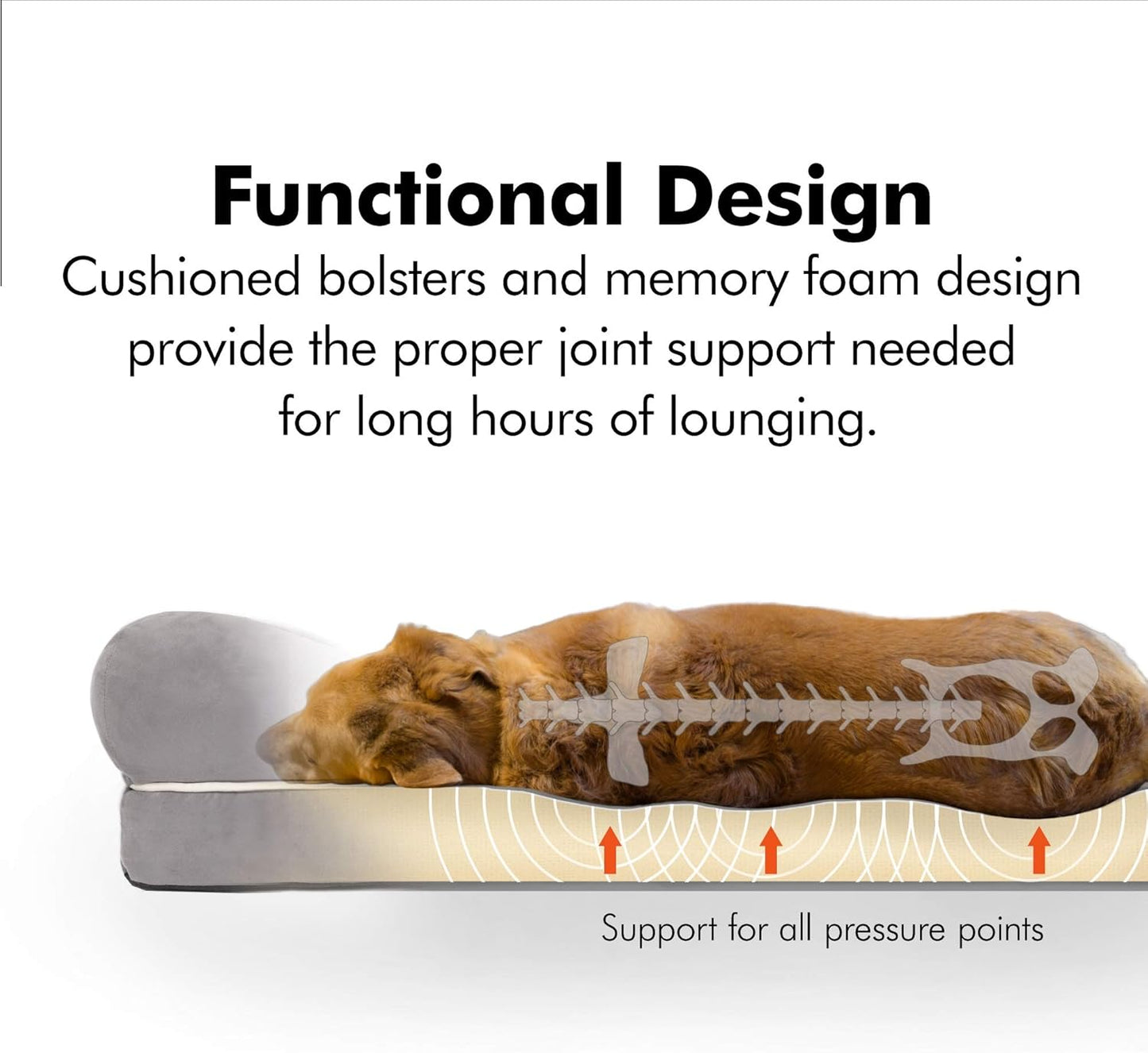 Friends Forever X-Large Dog Bed, Orthopedic Dog Sofa Memory Foam Mattress, Calming Dog Couch Bed, Wall Rim Pillow, Water Resistant Liner, Washable Cover, Non-Slip Bottom, Chester, X-Large Khaki Beige