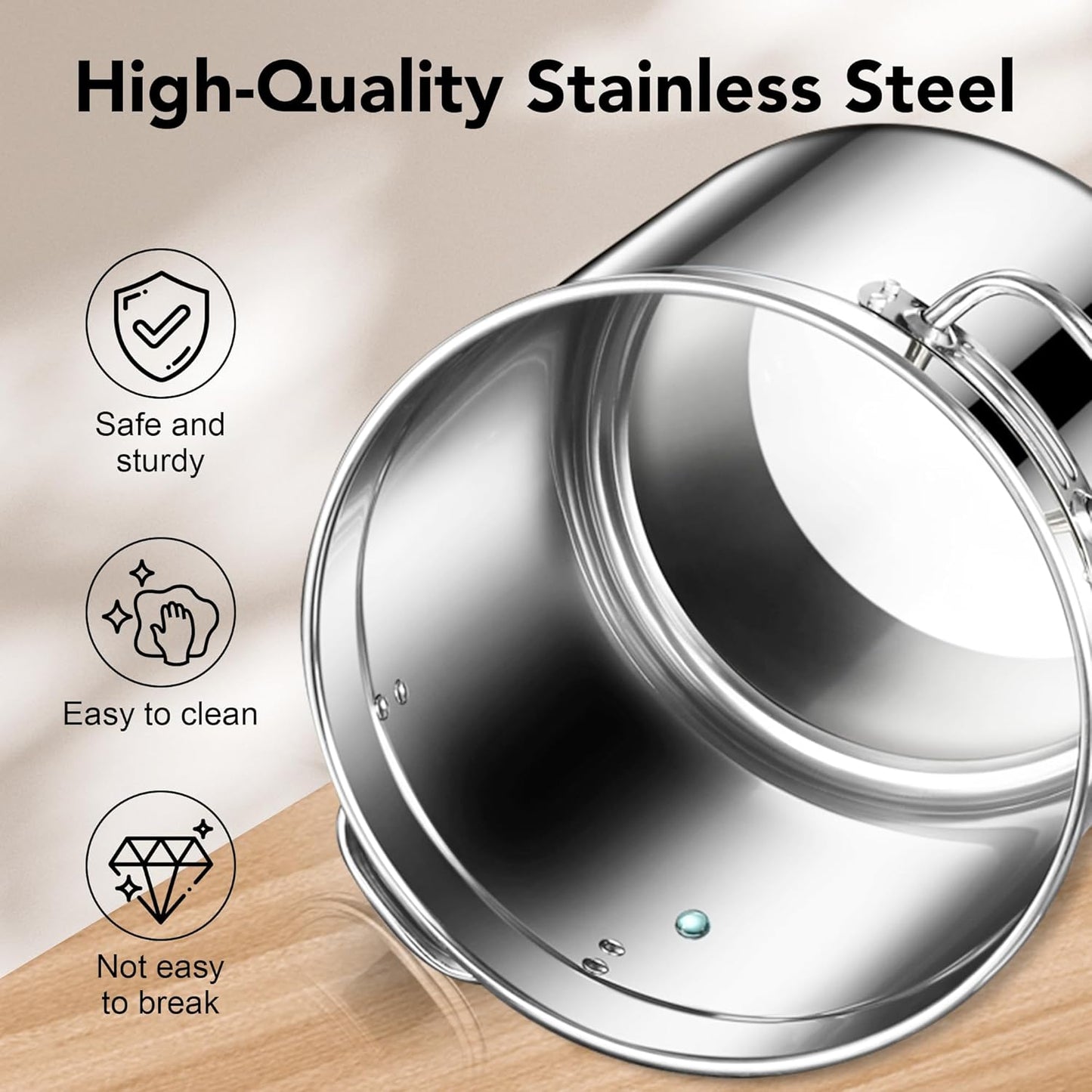 Dog Food Storage Containers, Large Stainless Steel Pet Food Storage Containers 38 lb / 17 kg to Keep Fresh, Metal Airtight Cat Food Containers With Scoop and 2 Small Containers