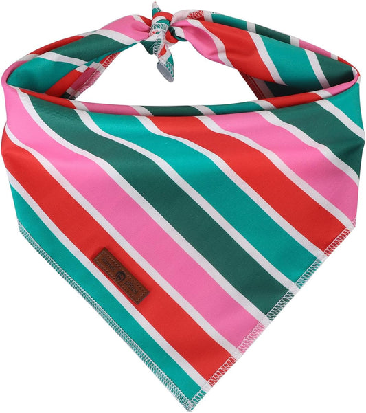 lionet paws Christmas Dog Bandana,Fabric Colorful Stripe Dogs Kerchief for Small Medium Dogs,Dog Cotton Triangle Bibs Scarf for Girl Boy