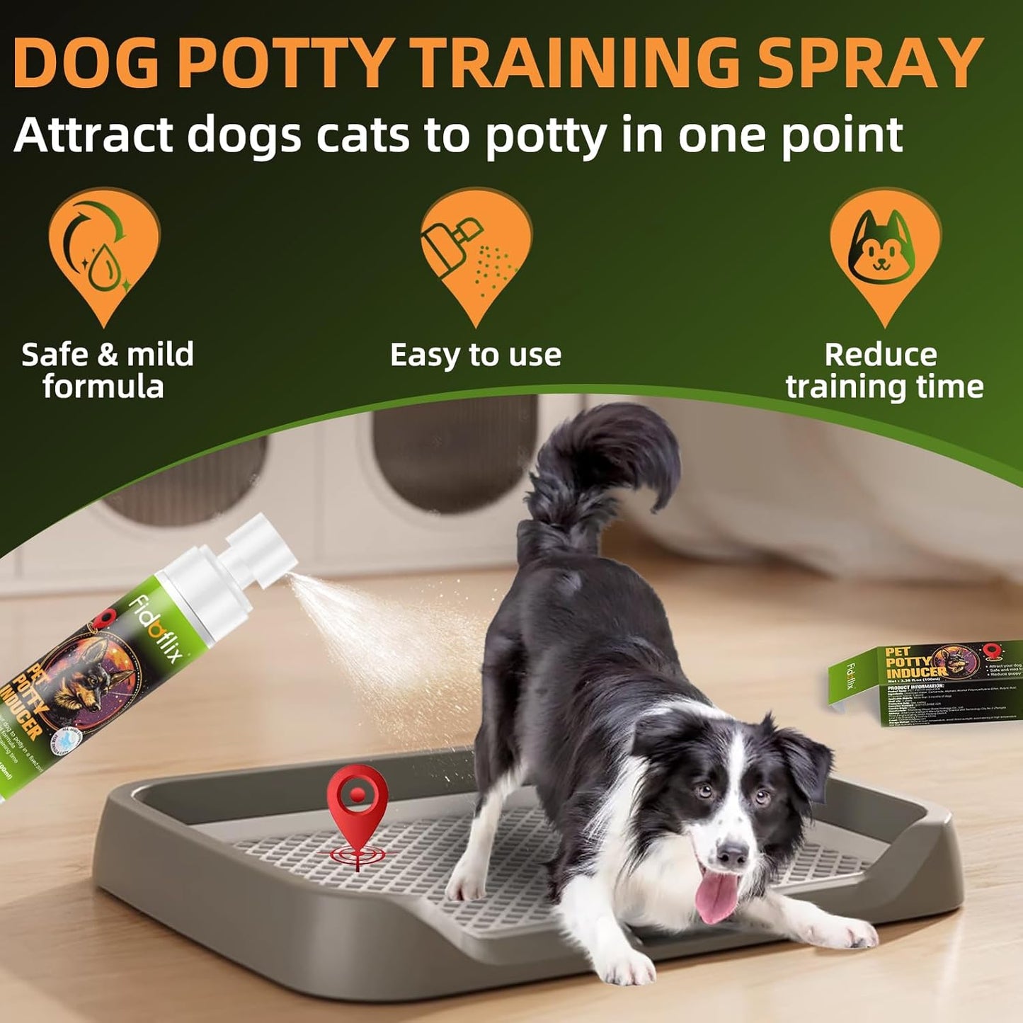 Dog Potty Training Spray for Dogs and Puppies - Go Here Attractant Spray to Pee and Poop in One Spot,Safe & Effective Puppy Pee Spray Indoor & Outdoor-Dog Training & Housebreaking Aid -100ml