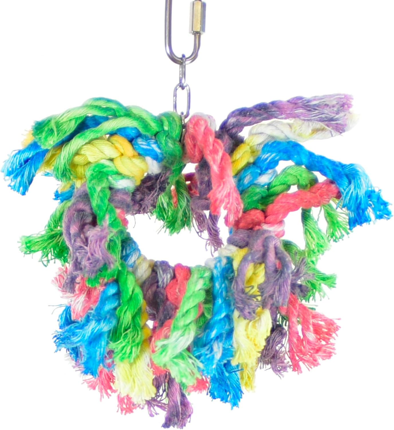 Featherland Paradise Cotton Snuggle Ring Bird Toy, Bird Perch, Large Bird Toys, for Parrots, Cockatoos, Macaws, Large Birds