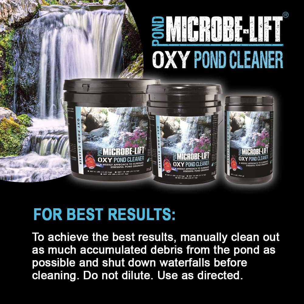 MICROBE-LIFT OPCXL Oxy Pond Cleaner Treatment for Ponds, Fountains, and Water Gardens, Deep Cleans Light to Heavy Debris on Rocks, Waterfalls, and Planters, 45 Pounds