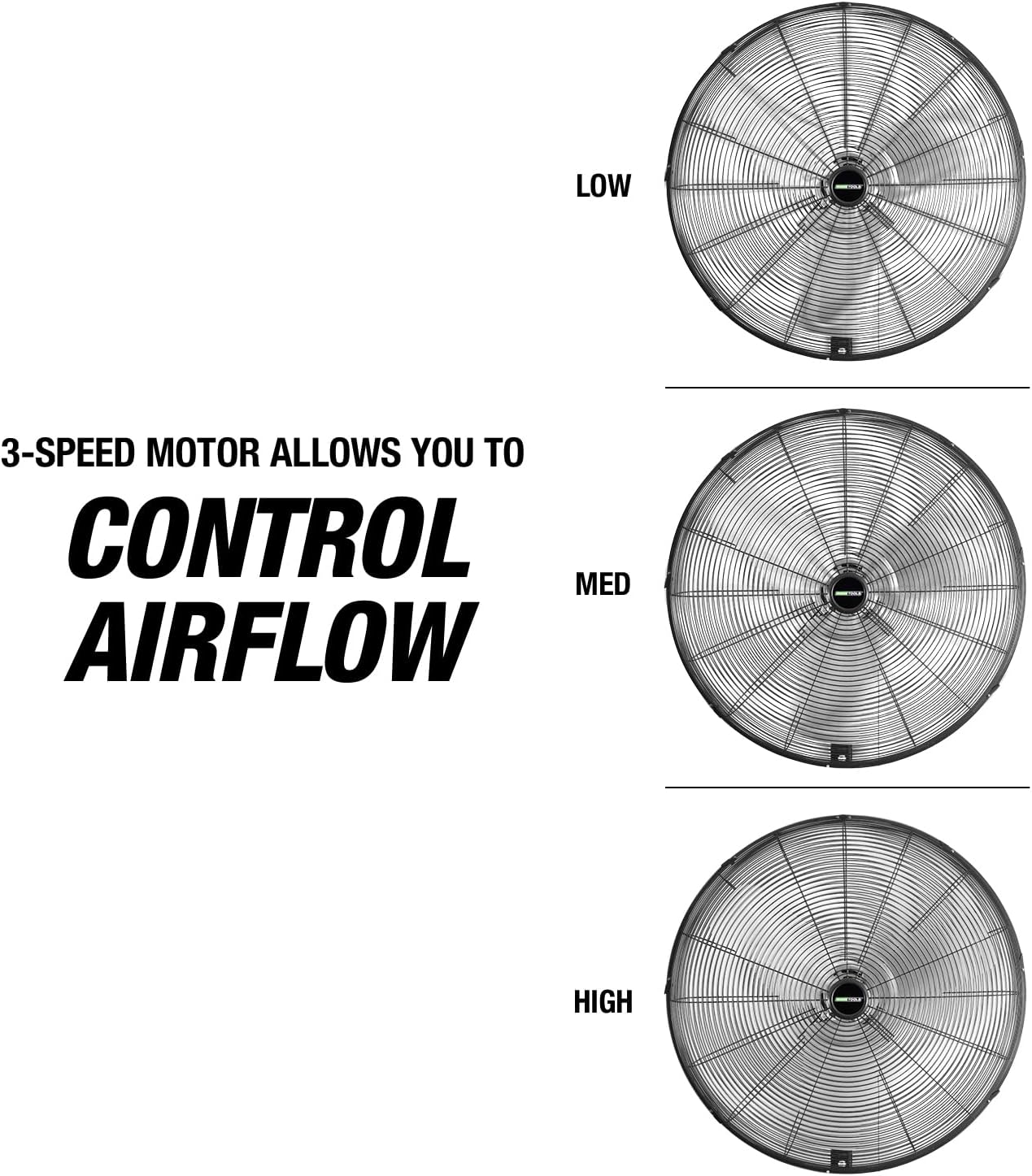OEMTOOLS 24-Inch Wall Mount Fan, 90° Oscillating Fan 6500 CFM Max, 3 Speed Motor, Use in Garage, Gym, Warehouse, Factory and Jobsite