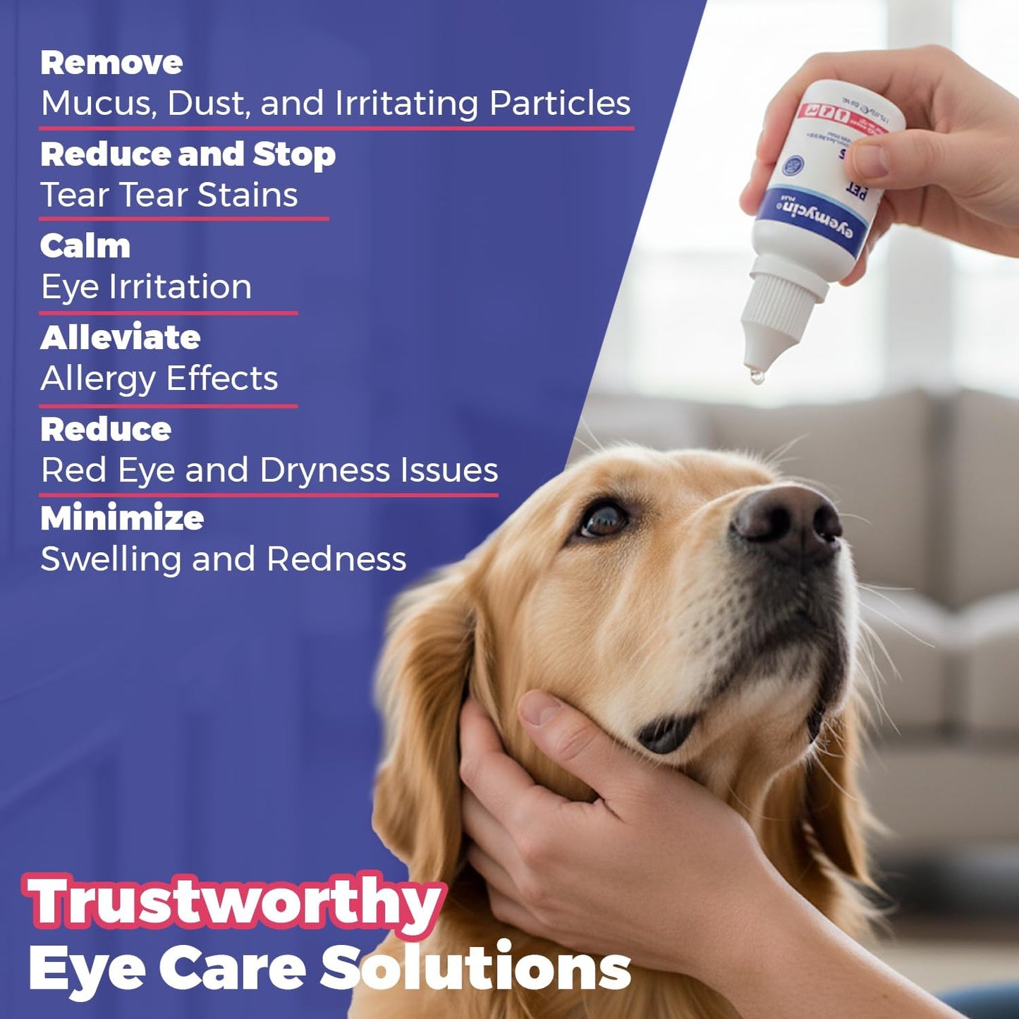 EYEMYCIN pet Eye Drops 1 fl oz Eye Drops for Dogs and Cats Vet-Recommended Dog Eye Infection Treatment to Soothe Infection Allergy,Relieve Dry Eyes Pink Eyes, Pet Tear Stain Cleaner Horses & Birds