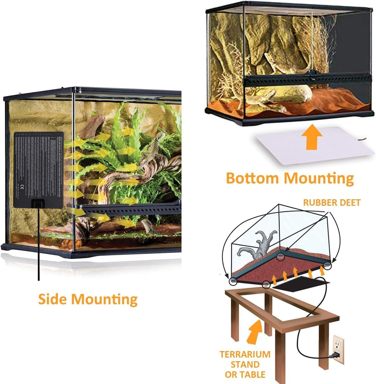 Aiicioo Under Tank Heater Thermostat - Reptile Heating Pad with Temperature Control Reptile Heat Mat for Combo Set for Hermit Crab Lizard Terrarium 24W