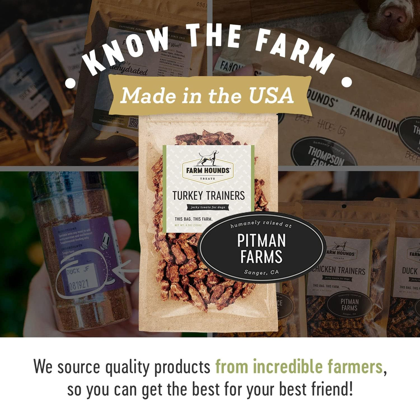 Farm Hounds - Turkey Trainers - Premium Natural Jerky for Dogs - 100% Humanely Raised Turkey - Easy-Break - Great for Training & Treats - No Added Fillers - Made in USA - 4.5 oz - 1 Pack