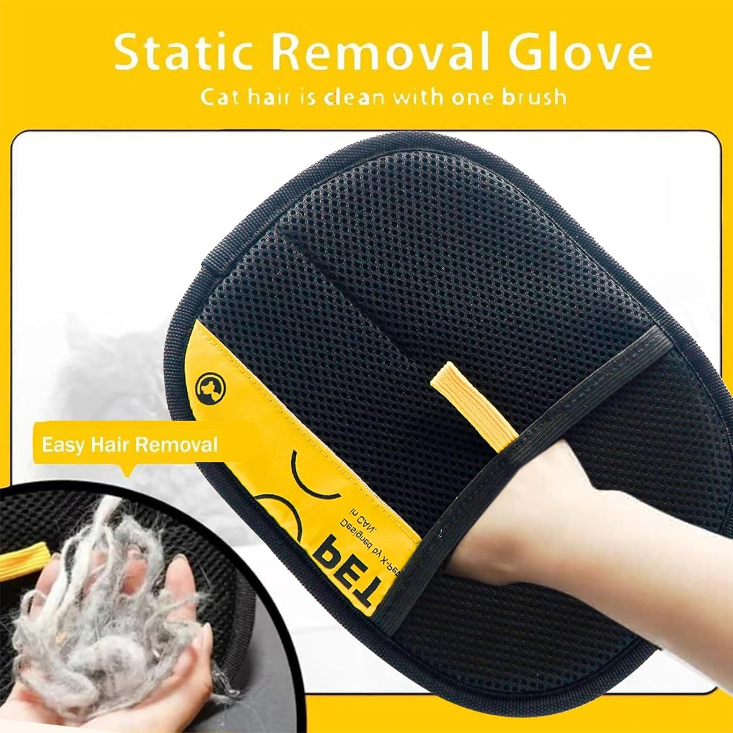 Pet Hair Removal Glove for Cats & Dogs,Pet Hair Remover Electrostatic Gloves,Efficient Pet Grooming Gloves with Hair Comb,Reusable Cat & Dog Hair Remover for Couch, Furniture, Carpet, Curtain(2PC)