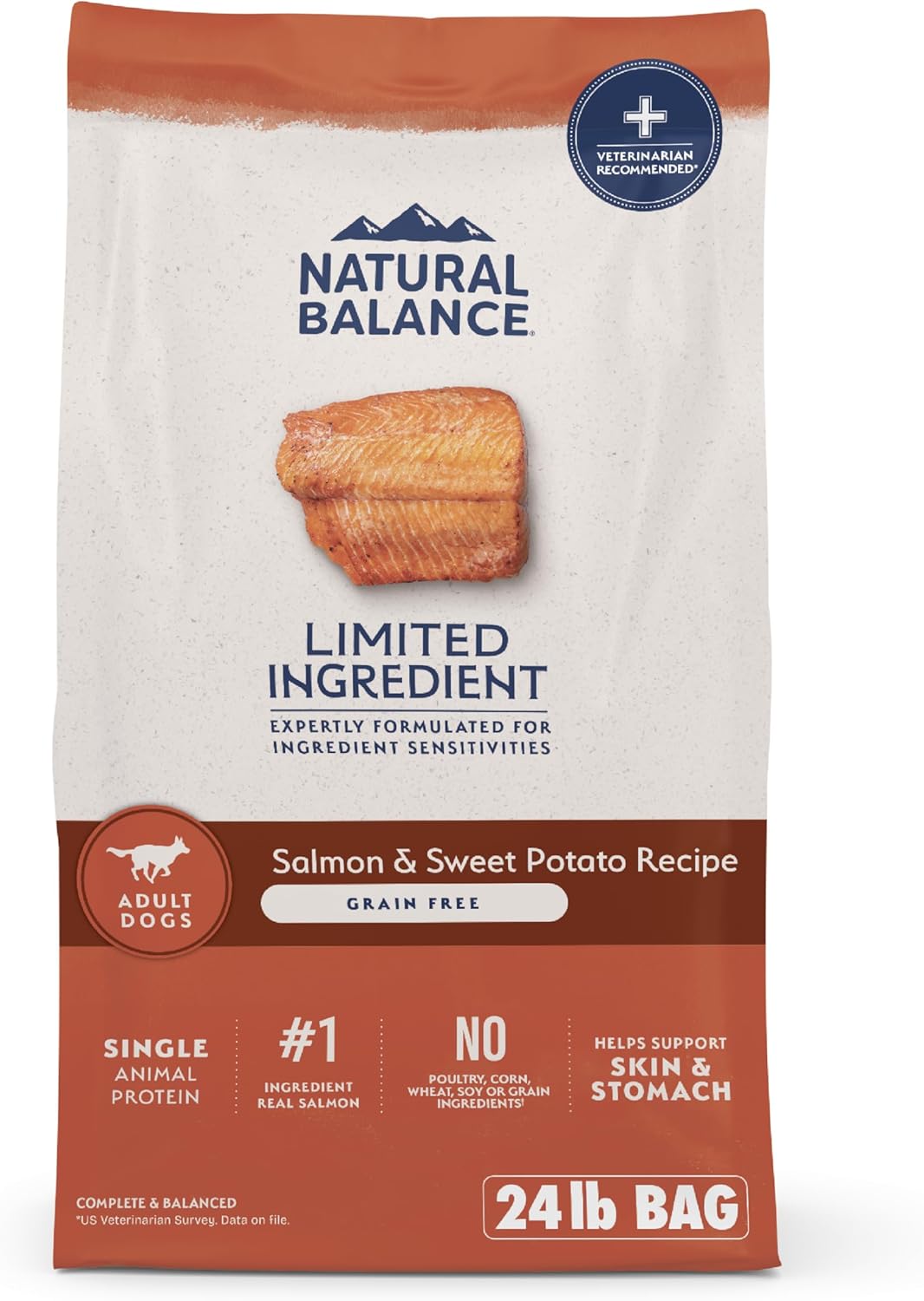 Natural Balance Limited Ingredient Adult Grain-Free Dry Dog Food, Salmon & Sweet Potato Recipe, 24 Pound (Pack of 1)