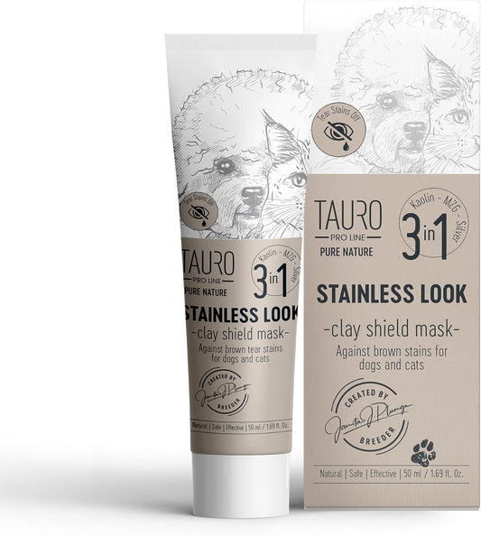 Tauro Pro Line Clay Tear Stain Remover for Dogs - Shield Mask for Eyes, Ears, Mouth, Gentle Grooming Product for Dogs, Puppy & Cat (Stainless Look - 1.69 Fl Oz)