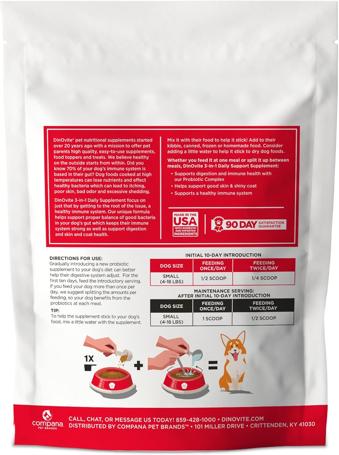 Dinovite Dog Probiotics for Yeast, Itchy Skin and Itchy Ears - Daily Skin & Coat, Digestive, and Immune Support for Small Dogs 1-18lbs – 90-Day Supply, Omega 3 Fatty Acids, Essential Pre & Probiotics