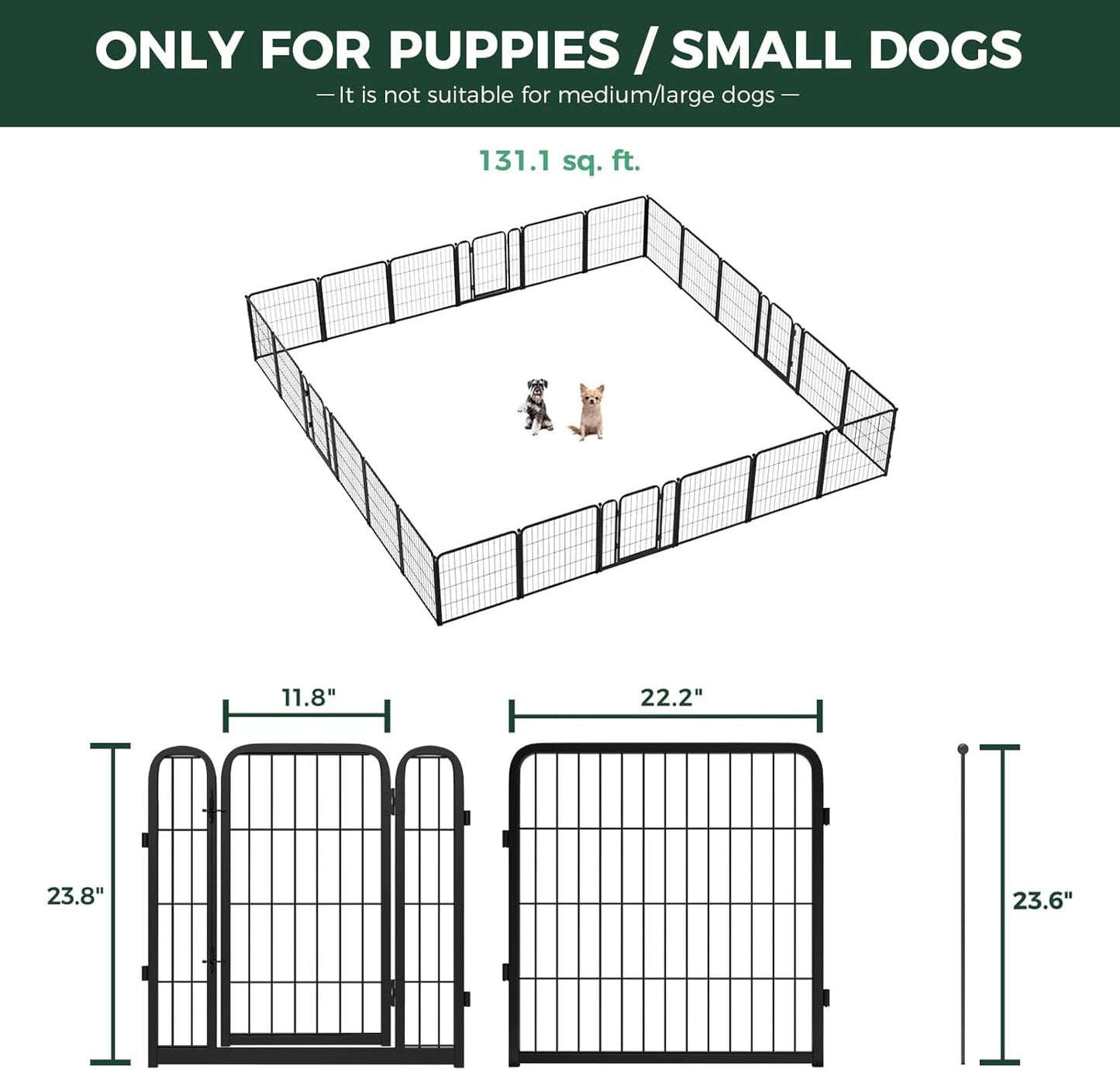 FXW Homeplus Unleashed Indoor Dog Playpen - Stress-Free and Safe Play, Heavy Duty 24 Inch 24 Wire Panels Dog Pen for Puppy and Small Dogs, Black│Patented