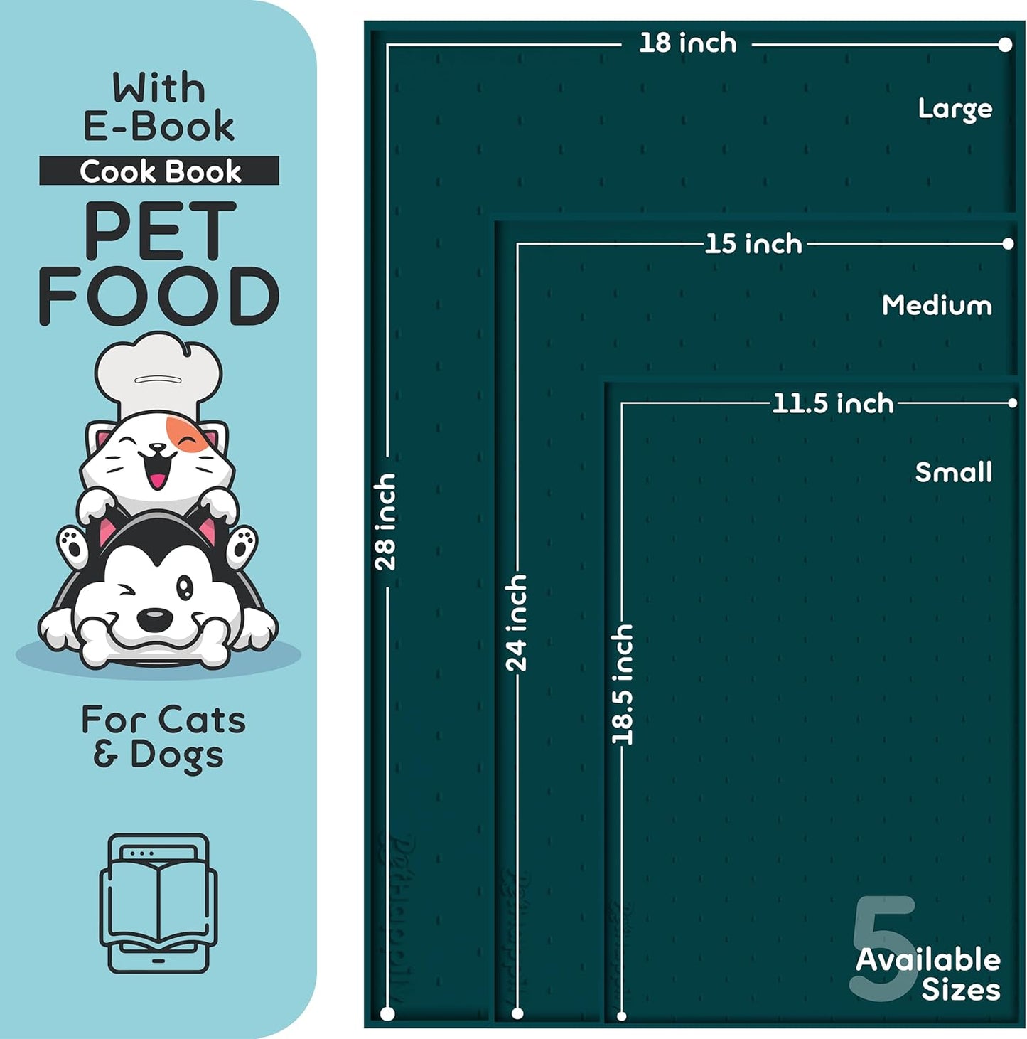 Dog Food Mat - 28x18 Raised Edges Dogs Mat for Food and Water Prevent Spill, Waterproof Cat Food Mats Protect Floors, Easy Clean Dog Bowl Mats for Food and Water, Silicone Pet Feeding Placemats