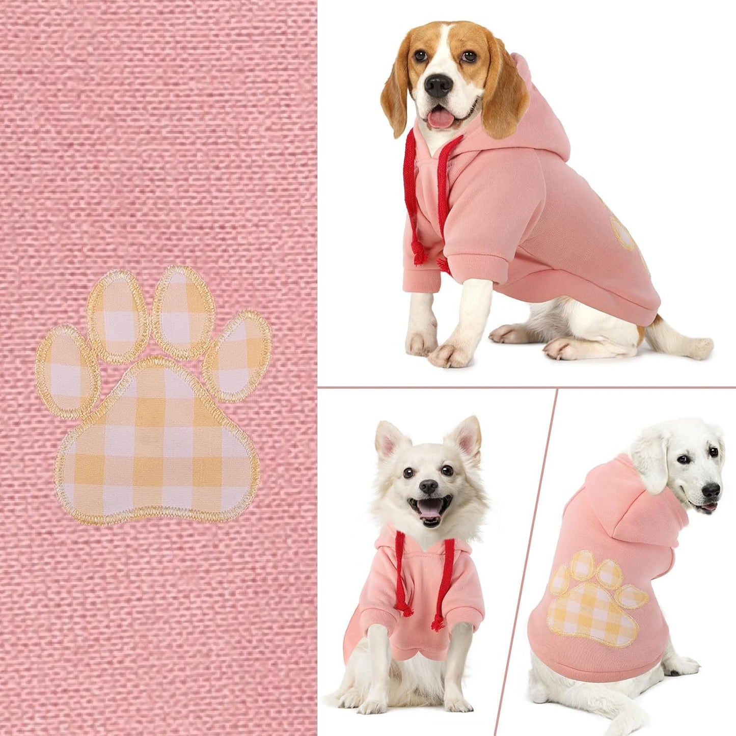 SAWMONG Dog Hoodie,Flannel Pet Hooded Sweater with Hat Puppy Pullover Sweater Shirt,Dog (Pink,2XL)
