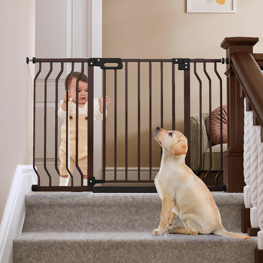 Mom's Choice-GROWNSY Baby Gate for Stairs, 29"-43" Pressure Mounted Pet Gate for Doorways-Auto Close Dog Gate for The House-Easy Installation & Walk Thru Wide Safety Gate