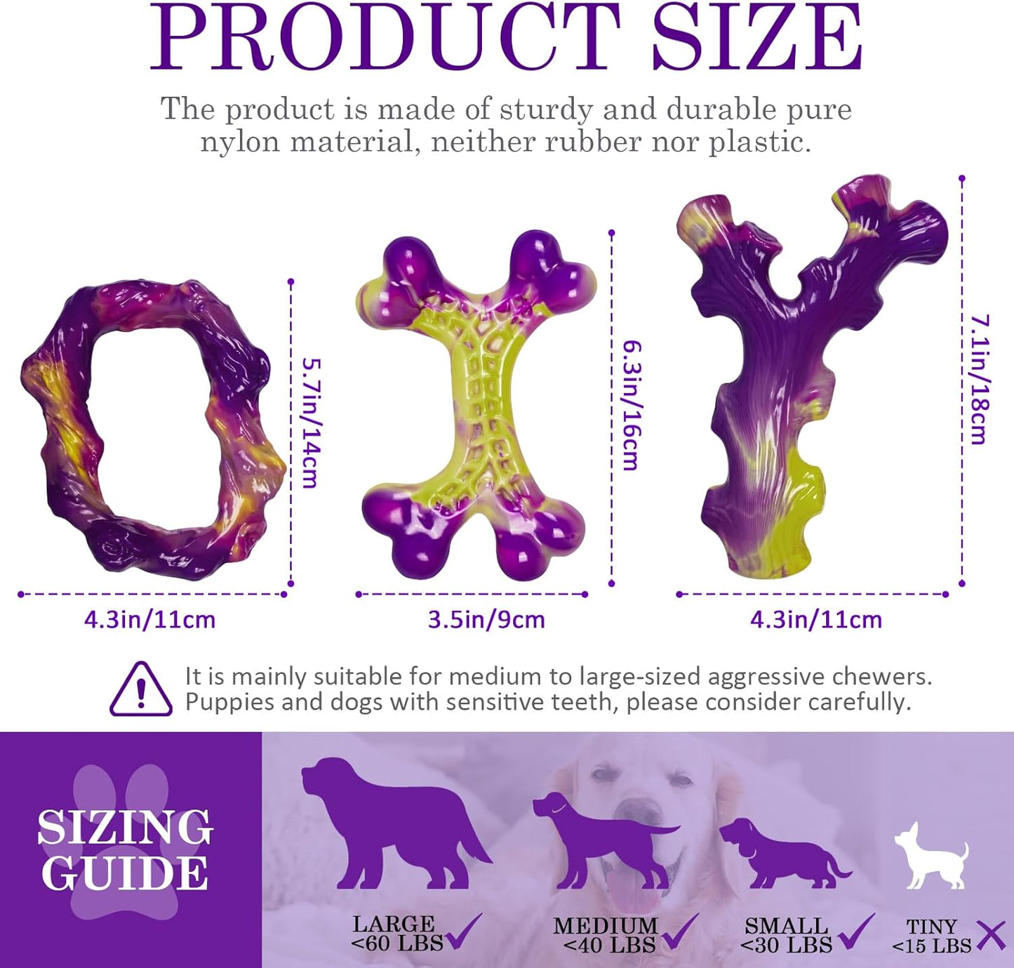 6-Pack Dog Toys for Aggressive Chewers: Dog Toy for Aggressive Chewer Large Breed, Dog Toy to Keep Them Busy, Dog, Bacon Flavor