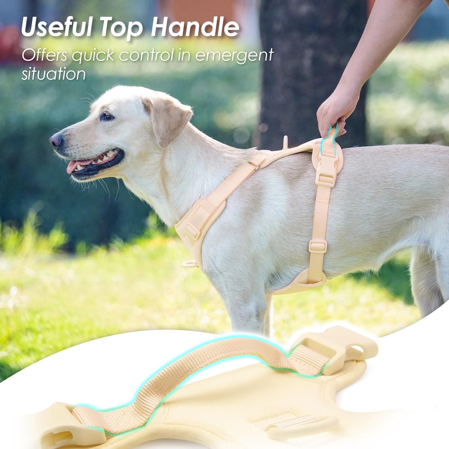 No Pull Dog Harness, Puppy Vest with Front Clip for Small Medium Large Sized Dog(Light Yellow,L)