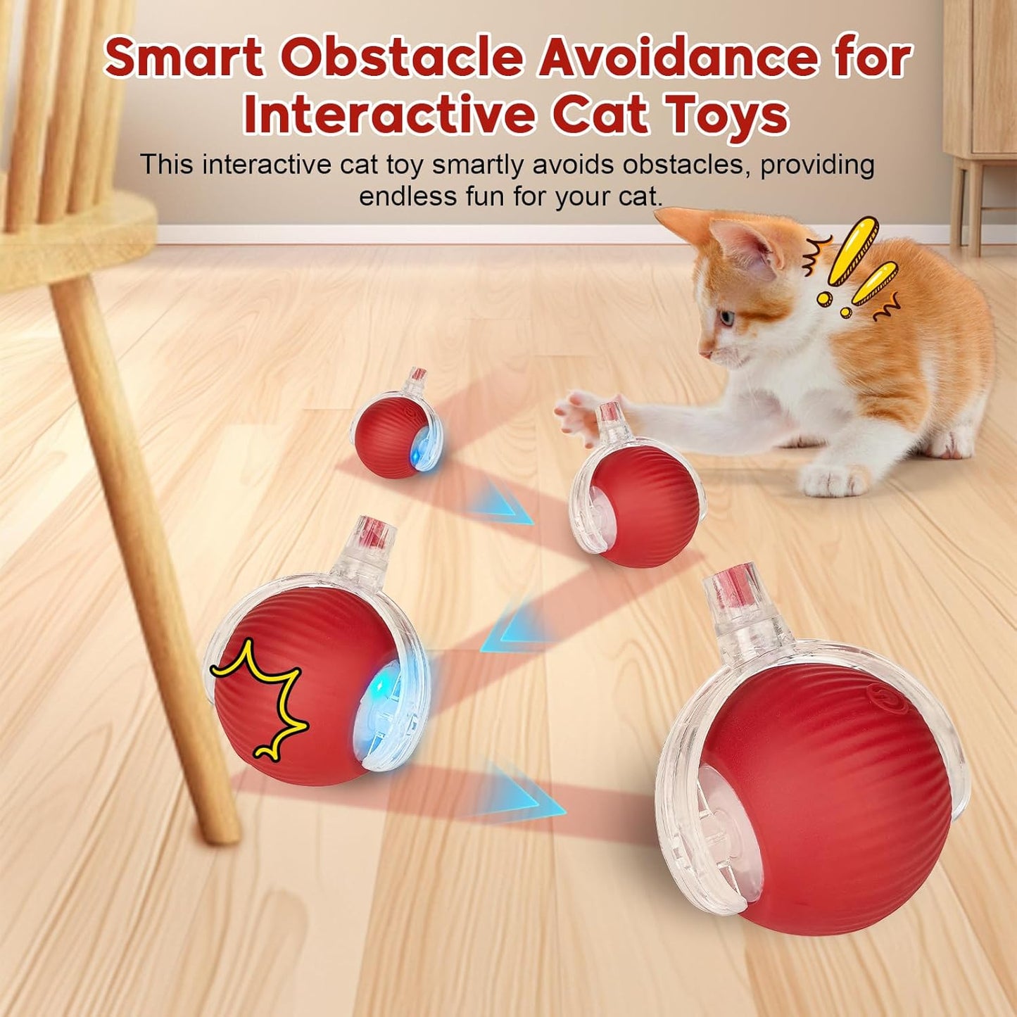Interactive Cat Toy Dog Toy, Electric Automatic Rolling Moving Toys, Self Activated Play Smart Rolling Ball for Cats & Dogs, Chase Teaser Pet Ball for Bored Indoor Cats/Kittens/Dogs, Rechargeable