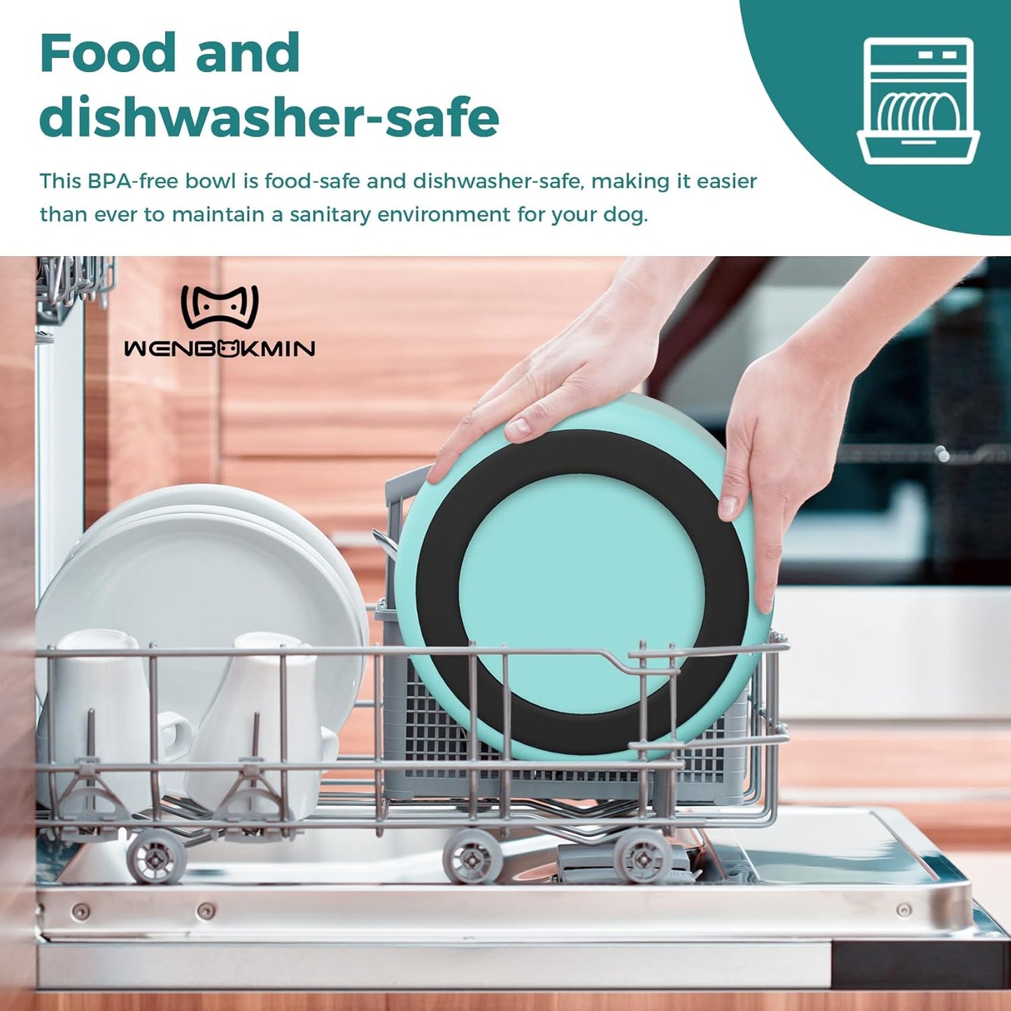 Dog Bowl, Stainless Steel Dog Food and Water Bowl with Non Slip Quiet Bottom, Easy to Clean, Dishwasher Safe, 40oz, Mint Green