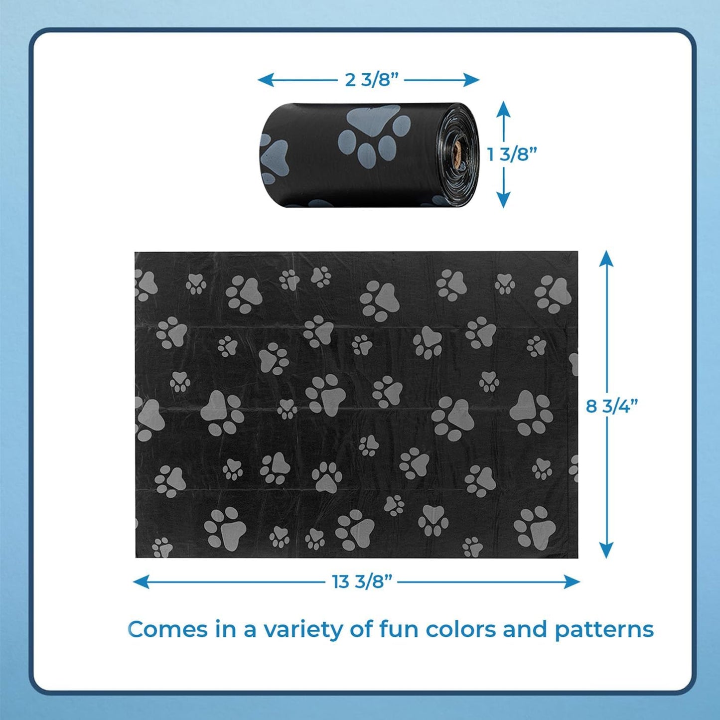 Best Pet Supplies Dog Poop Bags (360 Bags) for Waste Refuse Cleanup, Doggy Roll Replacements for Outdoor Puppy Walking and Travel, Leak Proof and Tear Resistant, Thick Plastic - Black