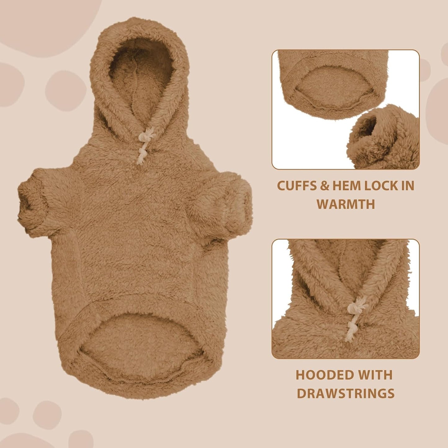 Fuzzy Dog Sweaters for Medium Dogs Dog Hoodie Sweater Clothes Warm Soft Cozy Pet Coats Hooded Sweatshirt Medium Pet Hoodie(Coffee-M)