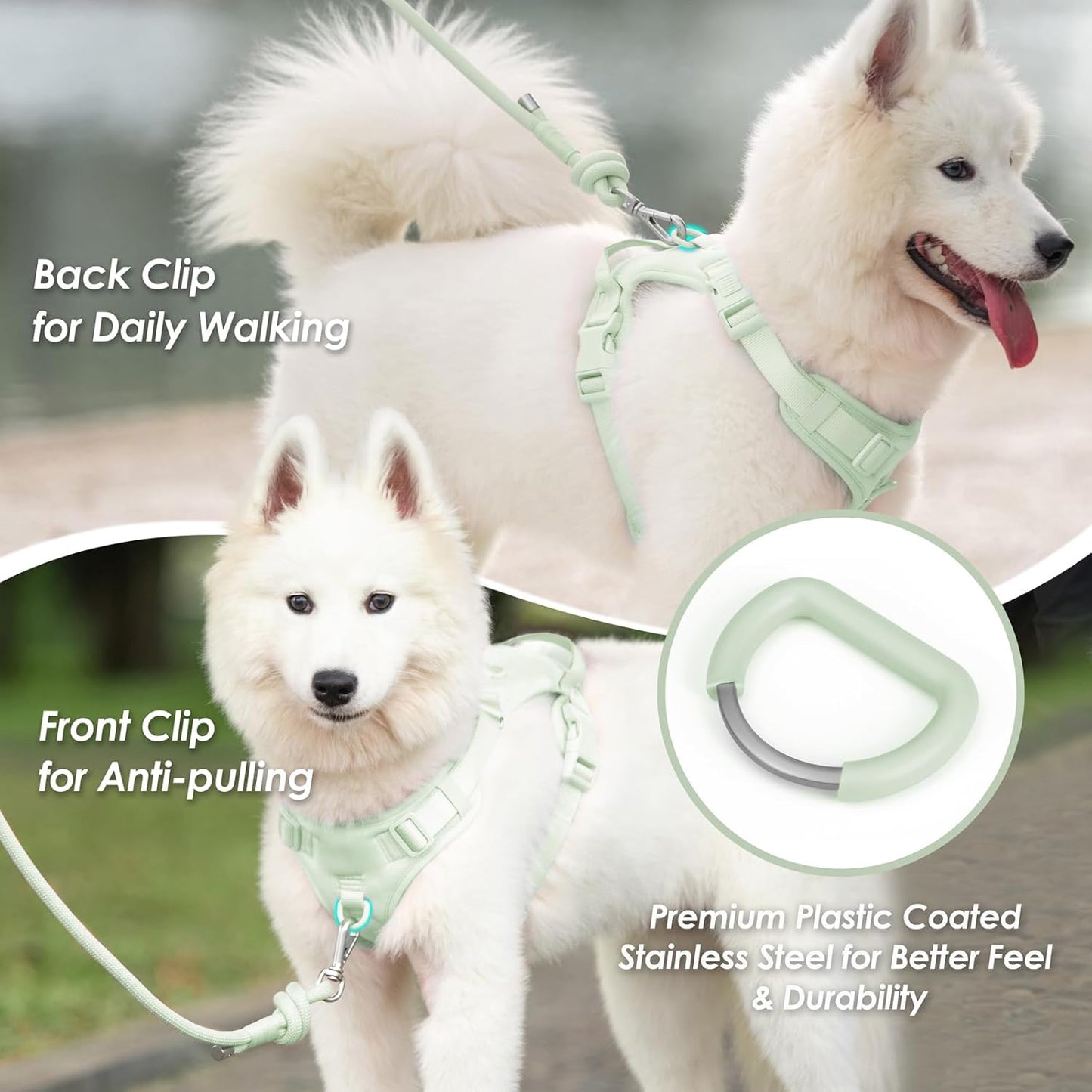 No Pull Dog Harness, Puppy Vest with Front Clip for Small Medium Large Sized Dog(Light Green,XS)