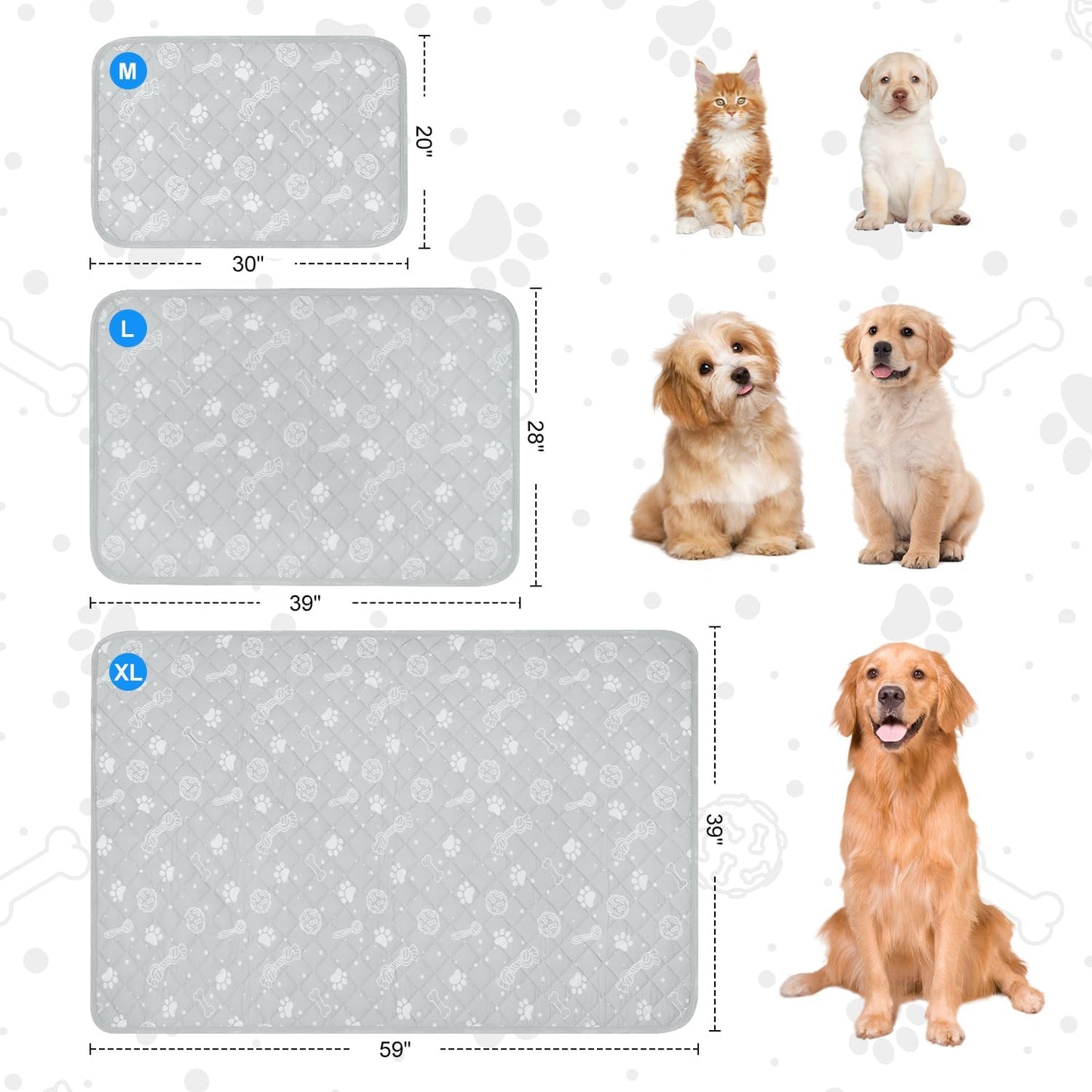 MH MYLUNE HOME Dog/Cat Cooling Mat, Arc-Chill Cooling Fiber & Endothermic Color Changing Pet Mat, 20'x30', Foldable & Washable, Non-Toxic Summer Pet Blanket, Light Gray