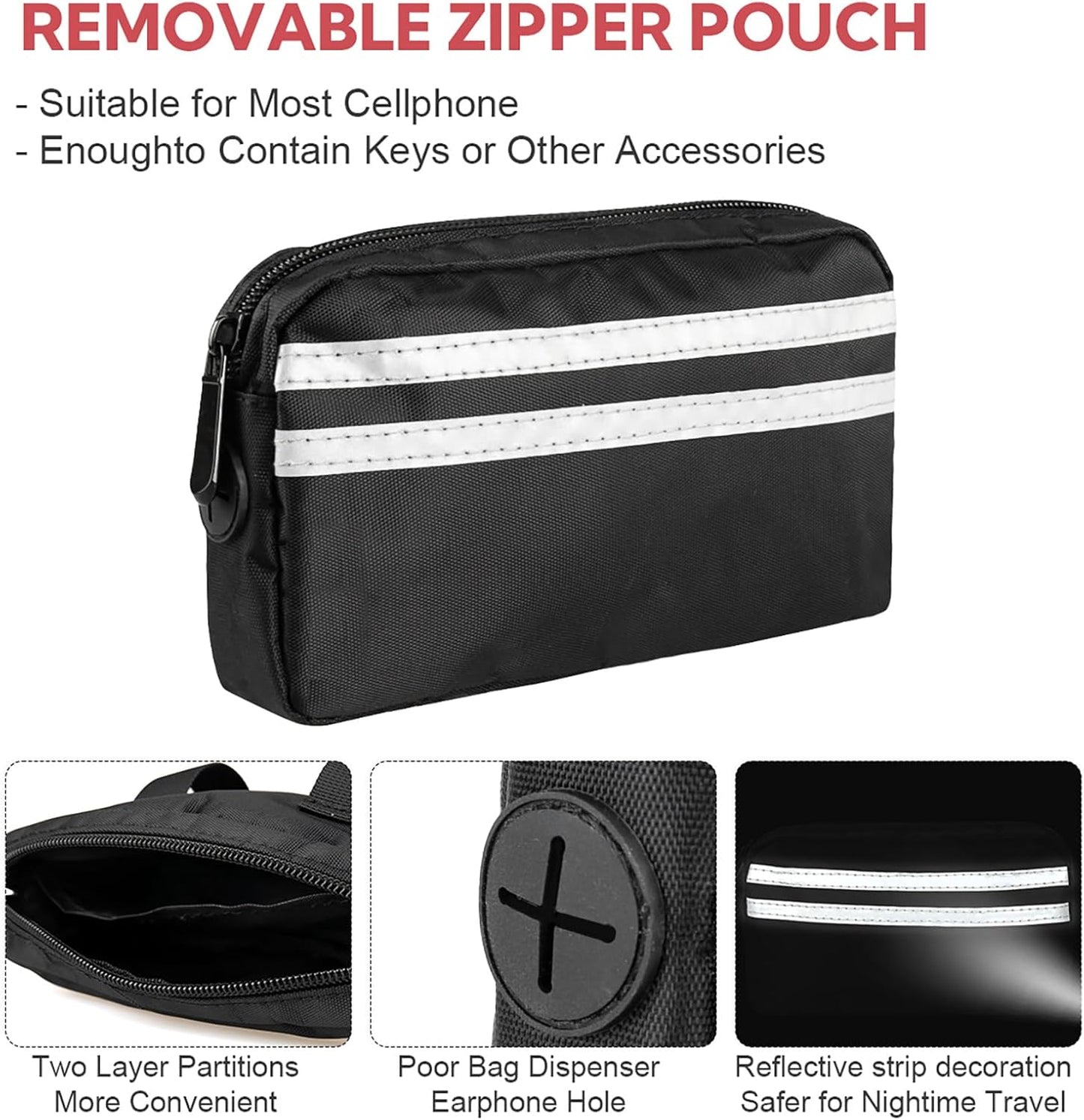 Hands Free Dog Leash, Waist Leash for Dog Walking 2 Dogs, Double Dog Leash for Two Dogs with Padded Handles, Dog Leashes for Medium and Large Dogs, Dog Walking Accessories,Tangle Free,No Pull