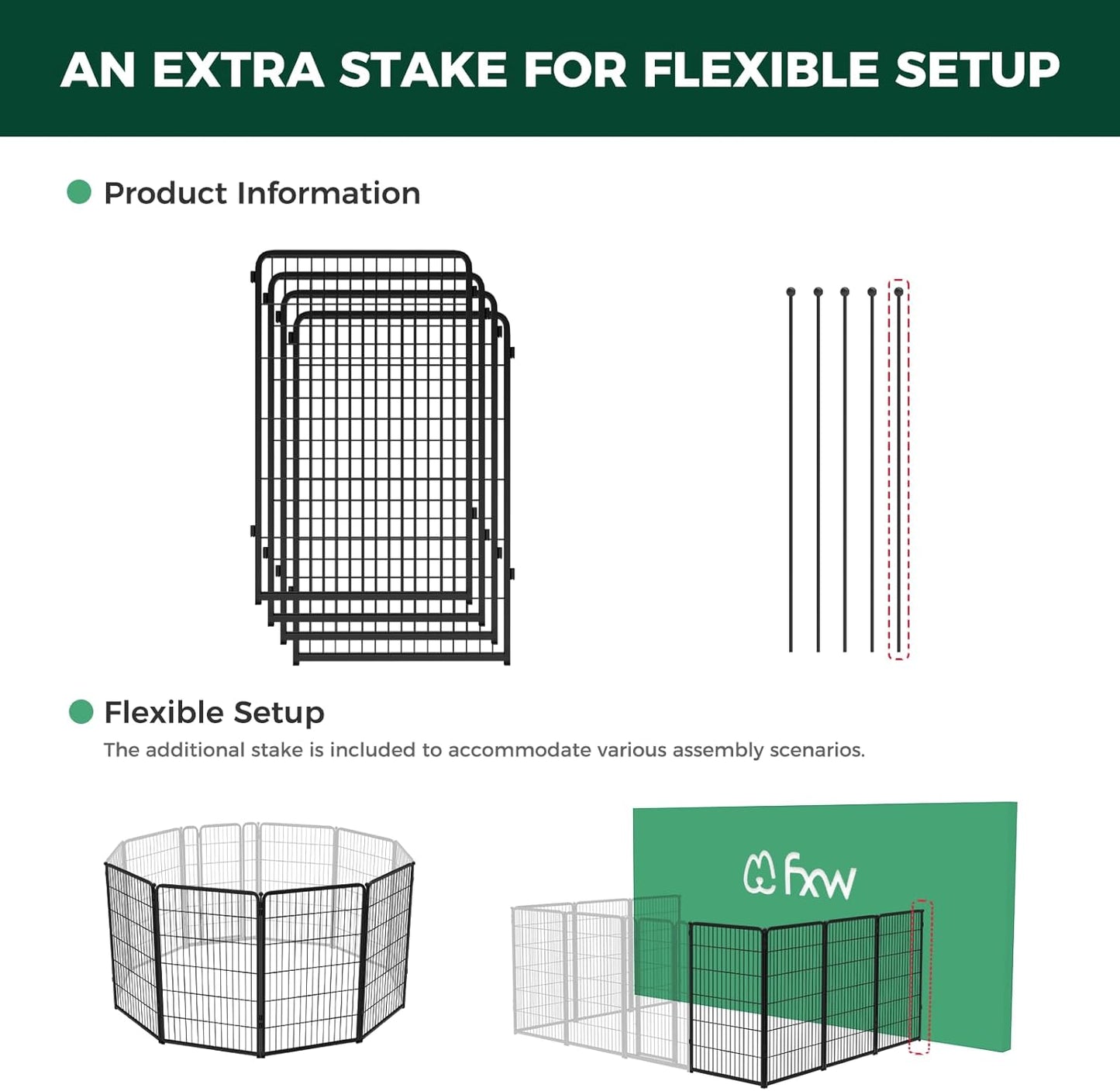 FXW Homeplus Unleashed Indoor Dog Playpen - Stress-Free and Safe Play, Heavy Duty 45 Inch 4 Wire Panels Dog Pen for Large Dogs, Black│Patented