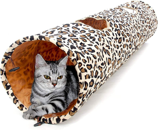 PAWZ Road XL Collapsible Cat Tunnel for Fat Cats & Rabbits - 51"x12" Extra Wide Pet Play Tunnel with 12-Inch Diameter for Large Cats, Small Dogs