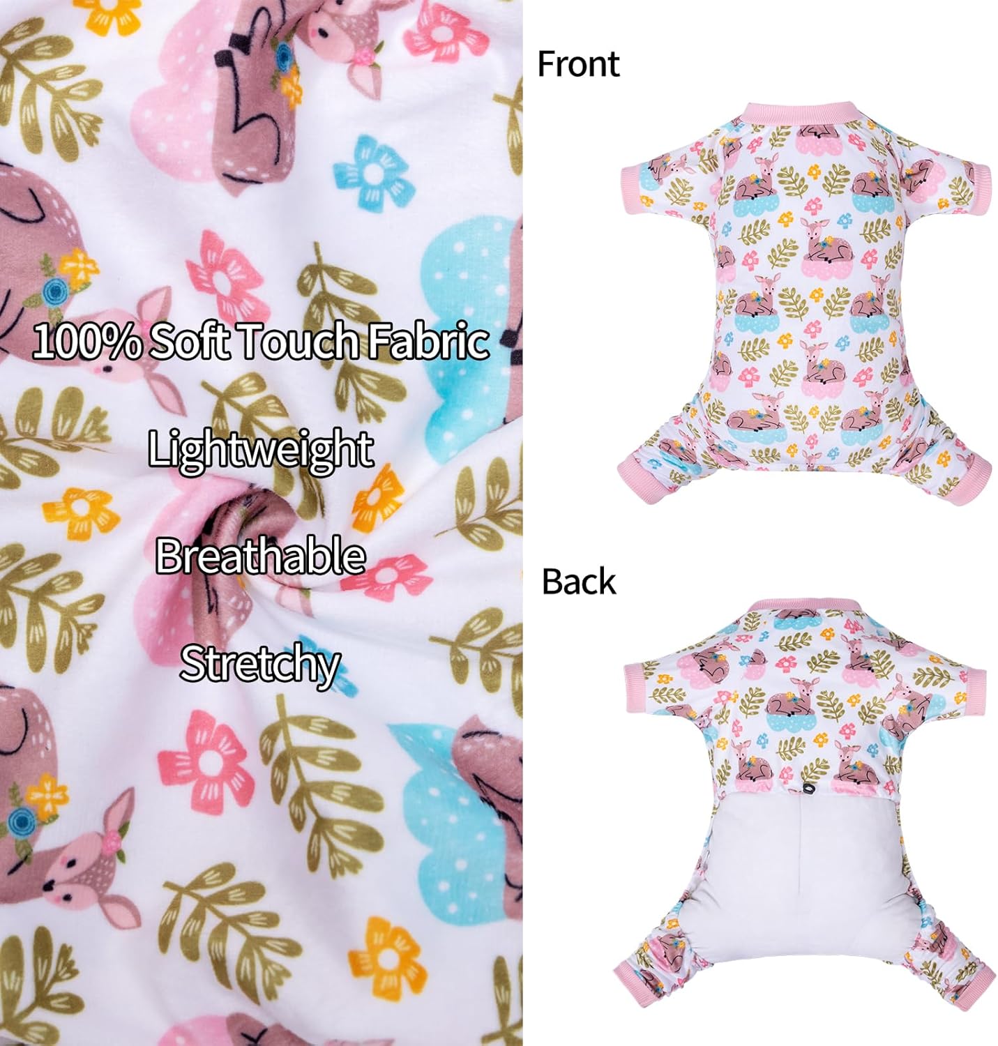 CuteBone Small Dogs Outfit Soft Puppy Onesies Pjs Dog Pajamas Pet Coat Cat Apparel Comfy Doggie Jumpsuit Bodysuit for All Seasons P286L
