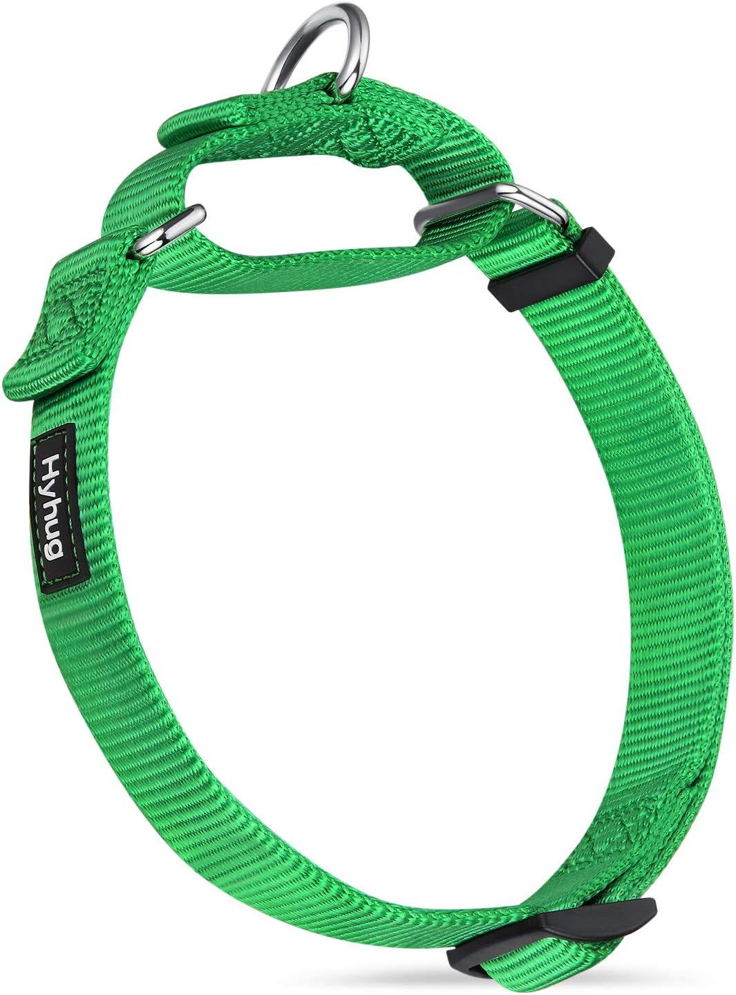 Hyhug Solid Color Nylon Martingale Collar, Heavy Duty Escape-Proof Pup Dog Collar. (Small, Lime Green)