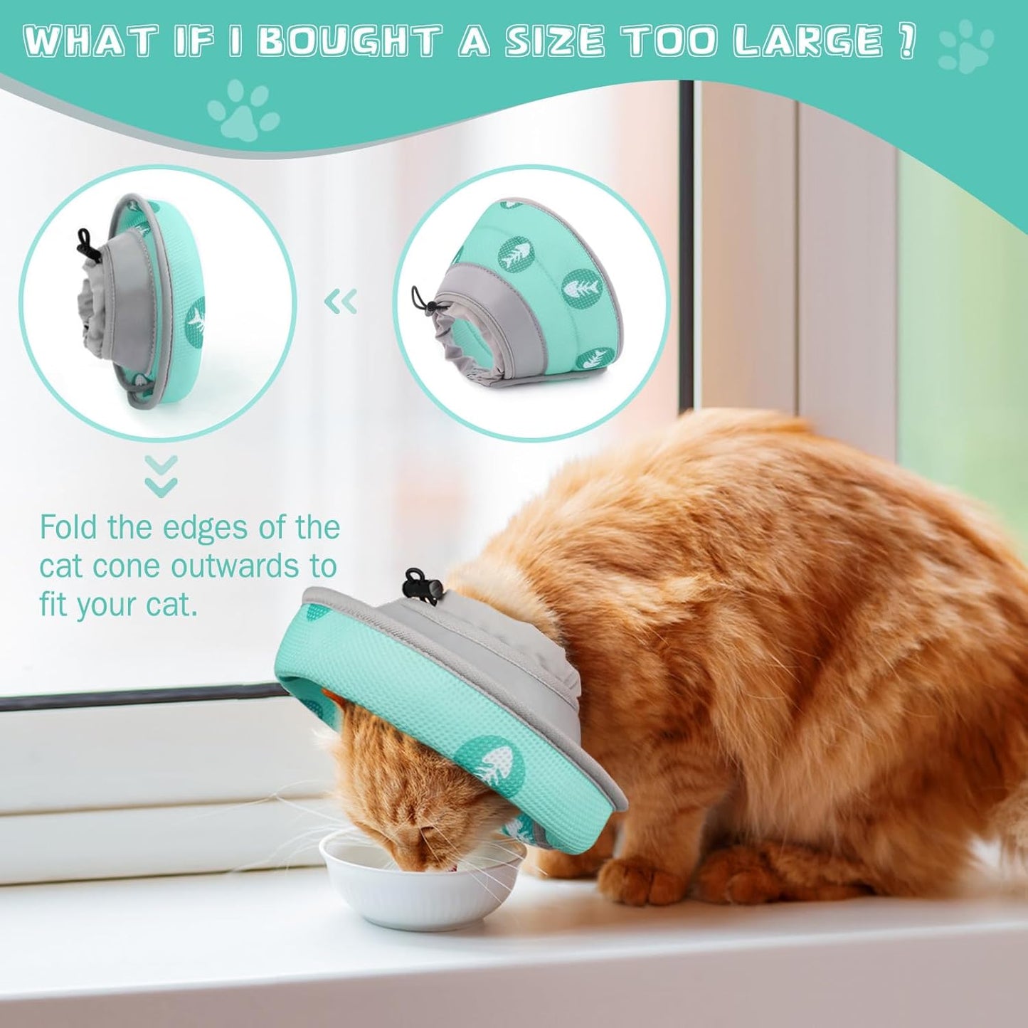 Cat Cone Collar Soft to Stop Licking After Surgery Cat Recovery Collar for Small Large Cats Adjustable Elizabethan Collar