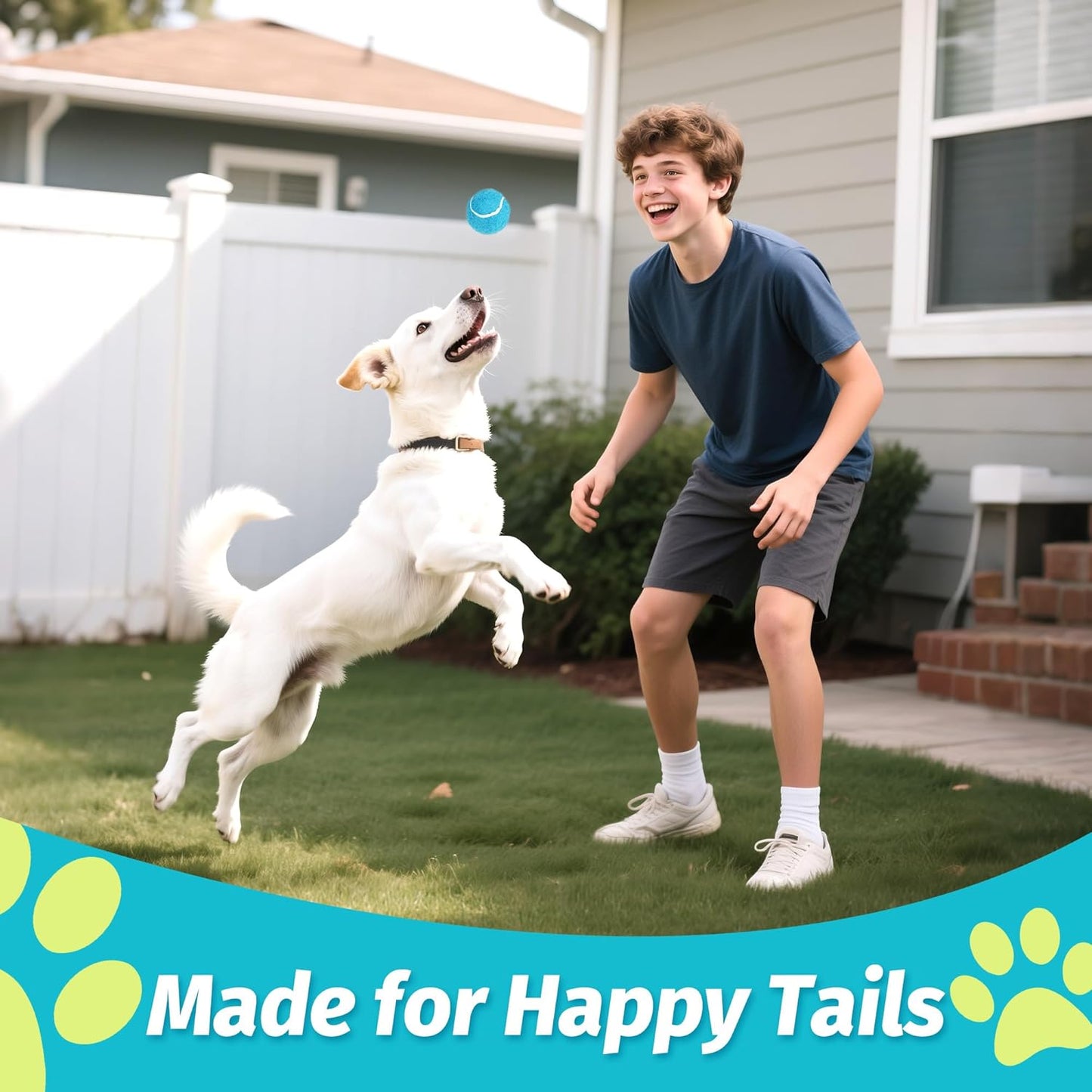 Prime Pets Tennis Balls for Dogs, 2.5 Inch, 12 Pack, Squeaky Dog Toy, Interactive Pet Fetch Ball for Medium and Large Dogs, Squeaky Dog Toys