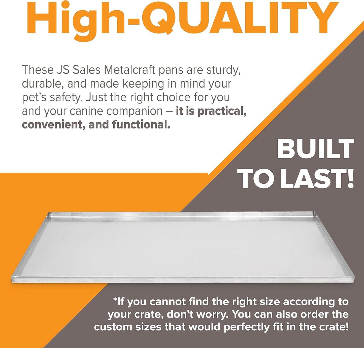 29.5" x 19.75" Metal Replacement Dog Crate Pan Chew Proof Crack Proof Pet Kennel Tray Central Dog Training Crate Pan Pet Supplies, Stainless Steel, 1" H