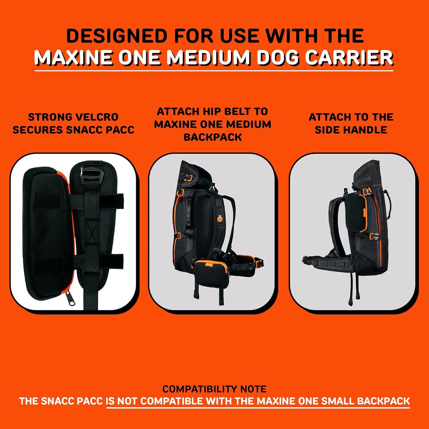 The Snacc Pacc Pouches by Little Chonk | Compatible with The Maxine One Medium Backpack Only | Two Neoprene Storage Compartments with Hip Belt Attachment