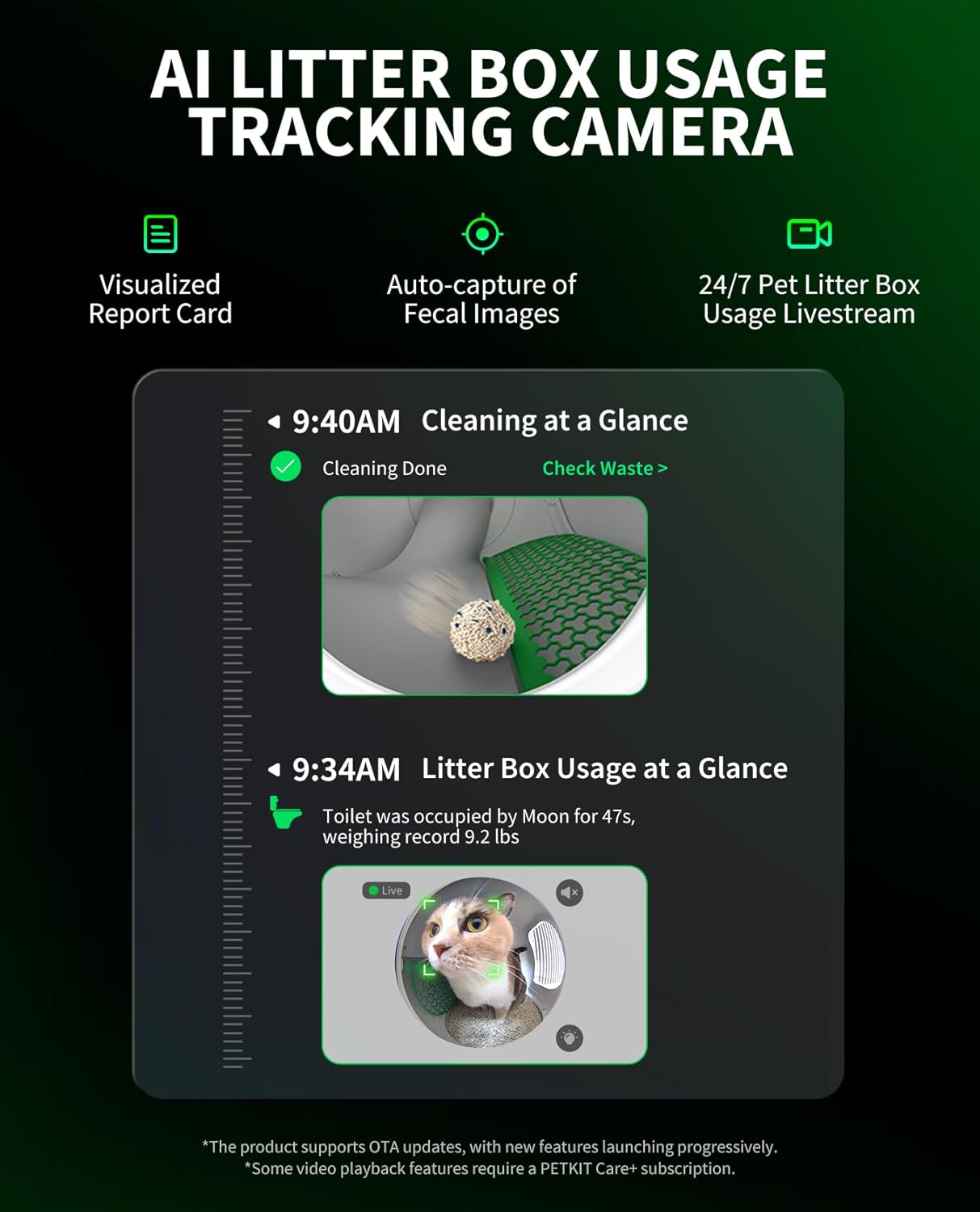 PETKIT 2025 Purobot Max Pro AI-Camera Self Cleaning Cat Litter Box, 210° Wide Angle Lens Night Vision Cat Facial Recognition Automatic Litter Box with 5G WiFi App Control Odor-Free