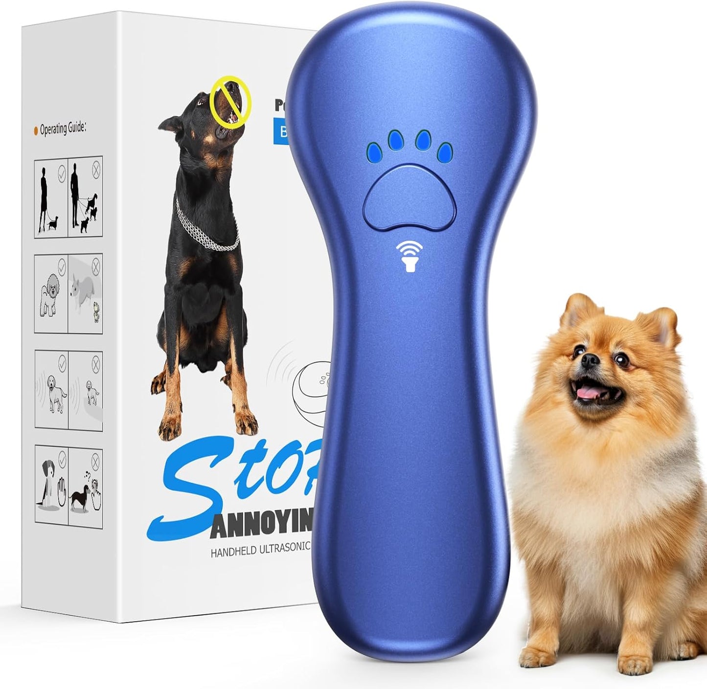 New Anti Barking Device,Dog Barking Control Devices,Rechargeable Ultrasonic Dog Bark Deterrent up to 16.4 Ft Effective Control Range Safe for Human & Dogs Portable Indoor & Outdoor(Blue)