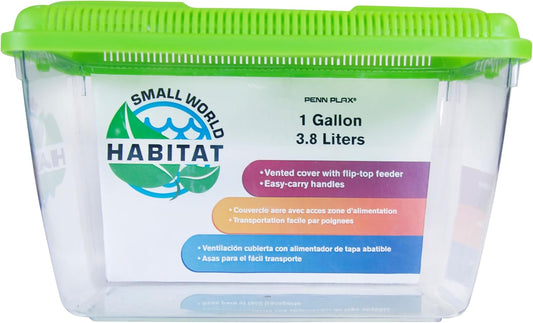 Penn-Plax Small World Habitat – Portable Clear and Transparent Plastic Tank – Excellent for Small Critters and Creatures – Easy to Clean & Handle – 1 Gallon, 10"L x 5.43"W x 6.26"H