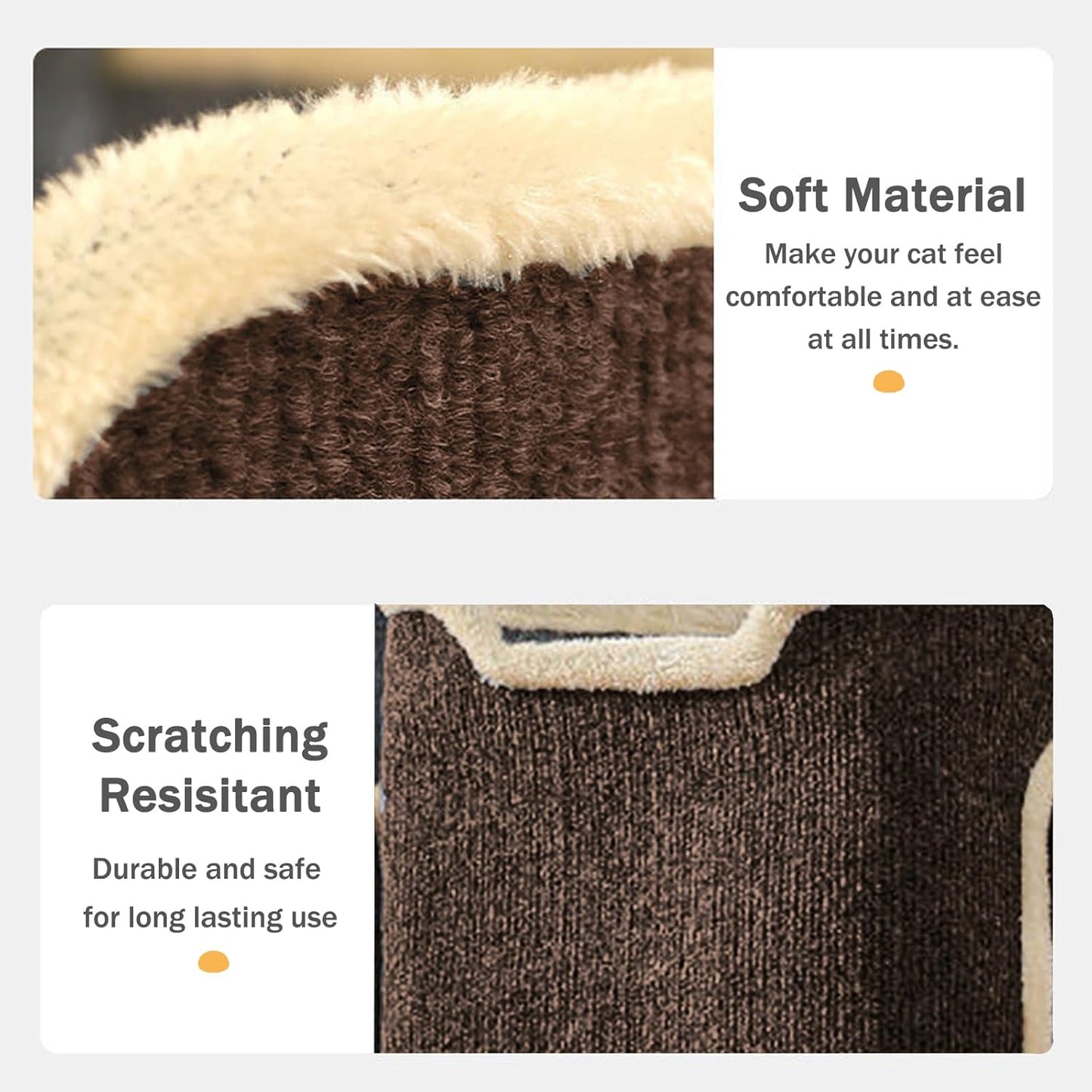 Empet Cat House for Indoor Cats Beds, Multi-Level Cat Condo, Foldable Cave Bed Brown, 2L