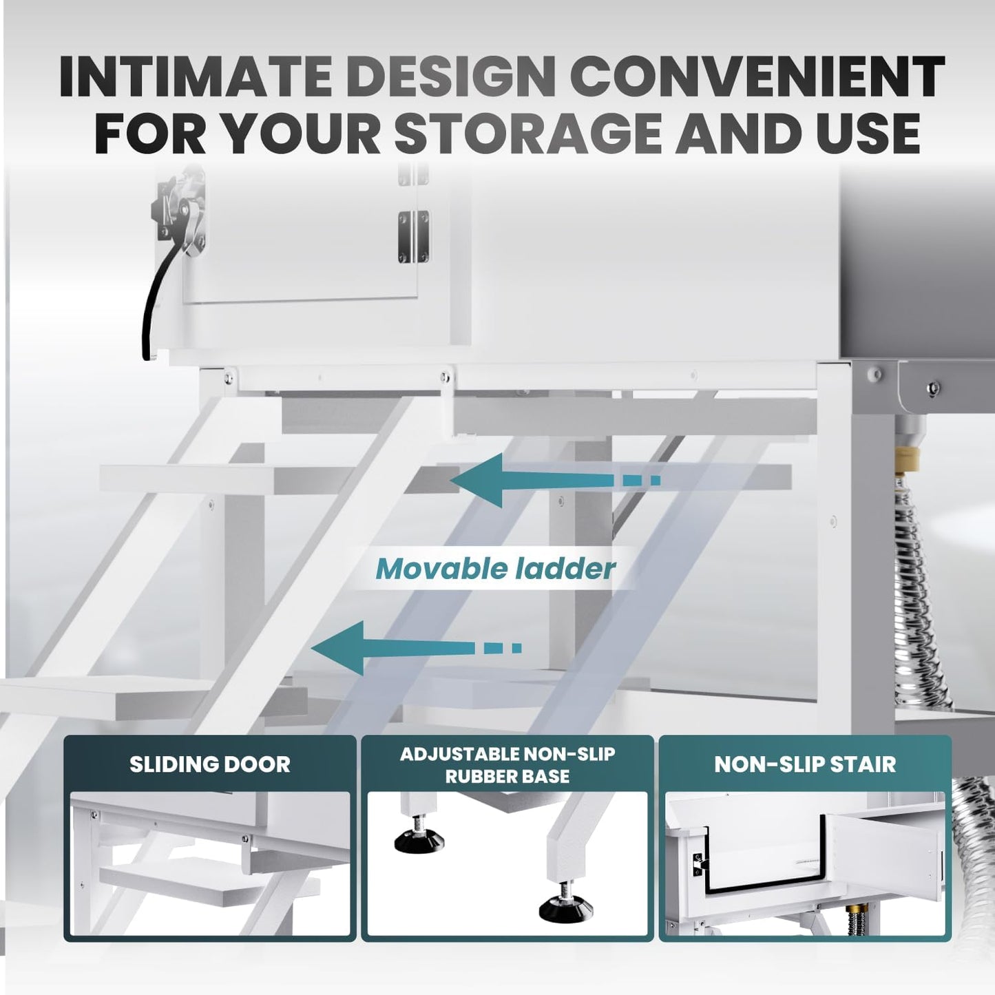 Dog Washing Station for Home, 38" White Professional Stainless Steel Dog Grooming Tub, Height Adjustable Dog Bathing Station, Upgrade Parts, Dog Bath Tubs for Small & Medium Dogs(Left Stair)