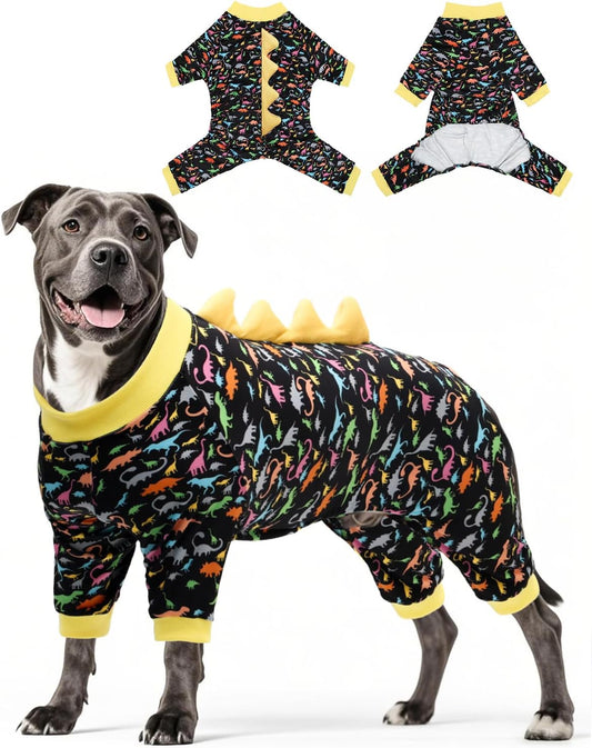 CuteBone Dinosaur Costume Dog Pajamas, Stretchy Spandex Crystal Velvet Sleepwear Coat for Small Dogs, Soft & Warm Pet Outfit Clothes for Cold Weather, Cozy Pullover Design COSP01-3XL