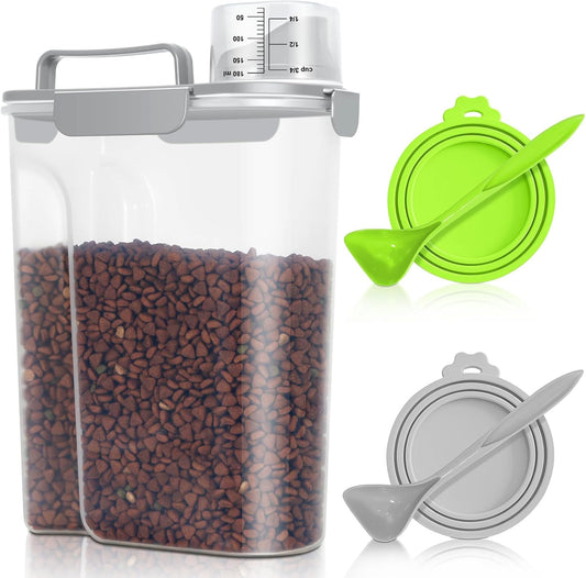 TBMax Cat Dog Food Storage Container 5 to 7 lbs with Pet Can Cover and Mixing Spoon, Airtight Pet Food Bird Seed Dispenser, Portable Travel Kibble Container for Travel Daily Use