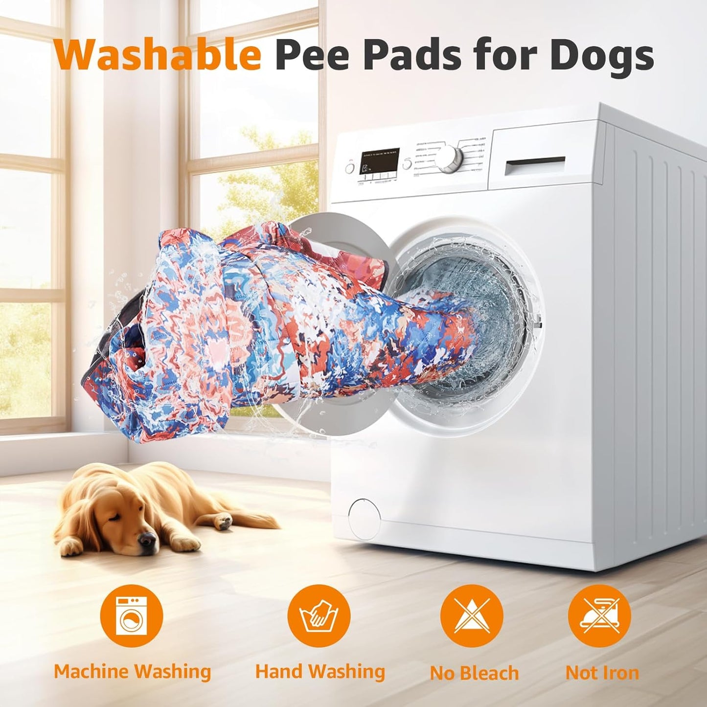 LOOBANI Washable Pee Pads for Dogs, 1 Pack Super Absorbent Reusable Puppy Pads Leakproof Dog Traning Pads, Waterproof Non-Slip Whelping Pad for Floor, Playpen, Crate, Couch-72 x72 (Red Flower)