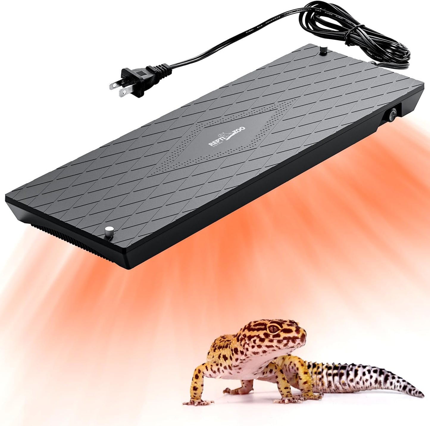 REPTI ZOO Reptile Heat Panel Adjustable Temperature Reptile Heating Plate, Mountable Under Lid, for Hermit Crabs/Leopard Geckos/Turtles/Snakes/Lizards