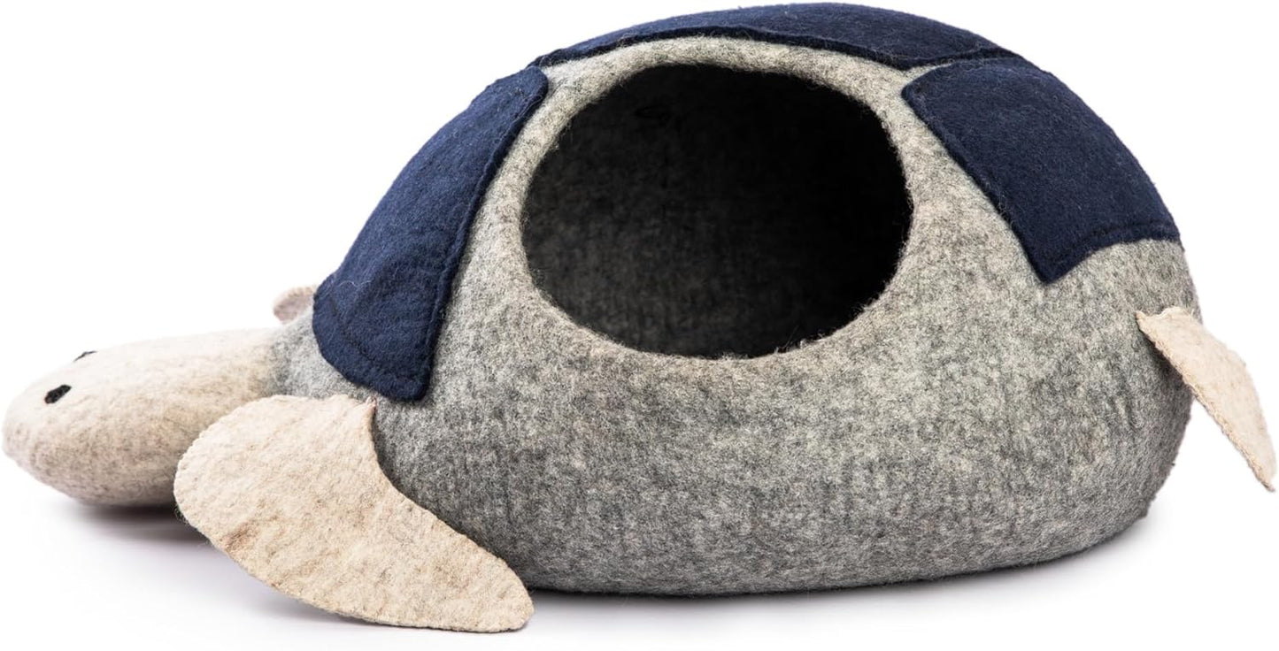 Luxurious Eco-Friendly Merino Wool Cat Cave Bed Sloth - Foldable Hideaway Pod for Indoor Cats - Premium Felt Kitten Beds - Covered Cat House for Ultimate Cozy Comfort by Woolygon